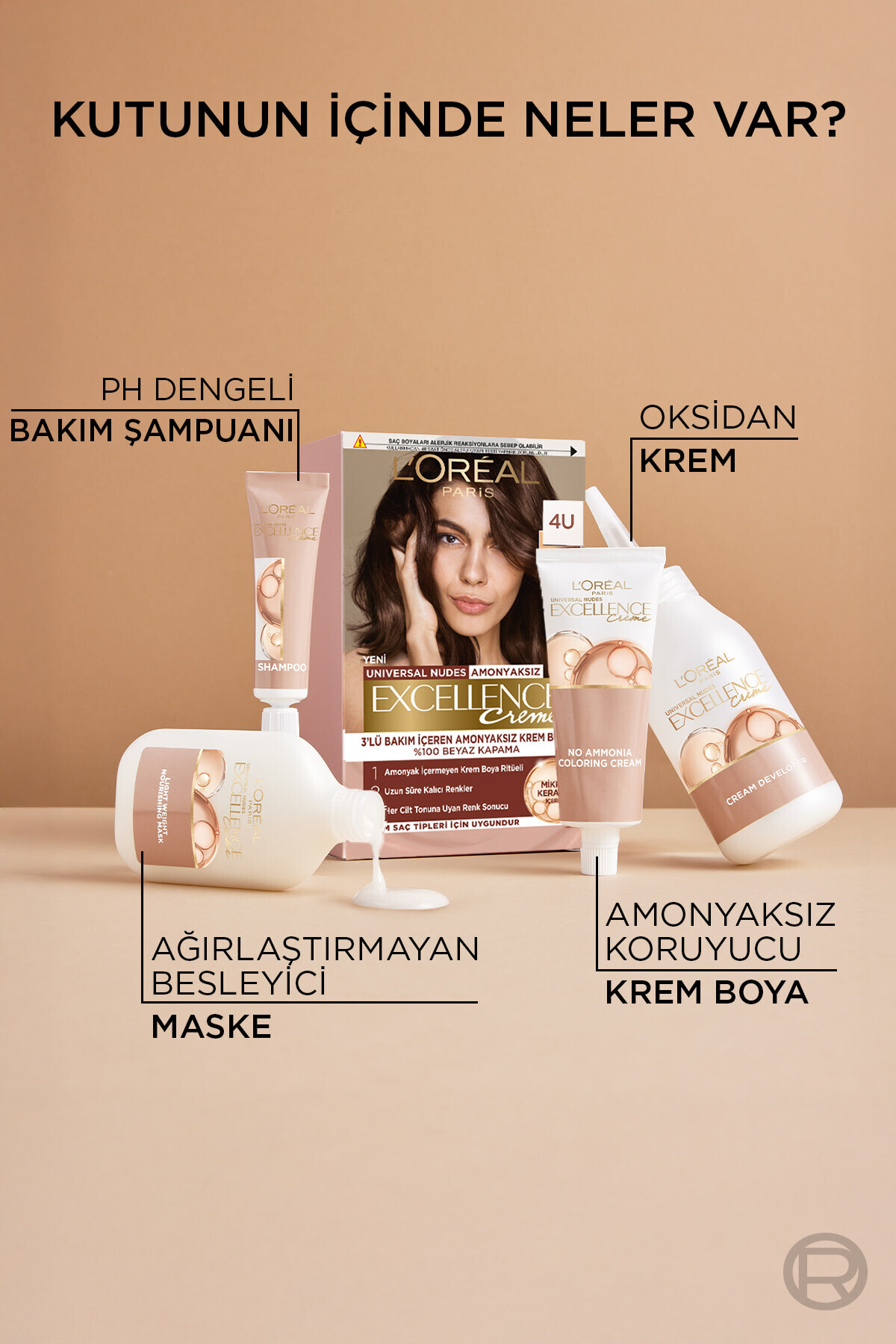 LOREAL PARİS EXCELLENCE CREME 4U NUDE KAHVE SAÇ BOYASI-