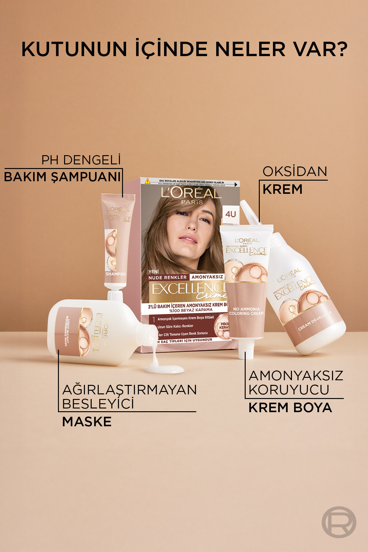 LOREAL EXCELLENCE CREME RENK SAÇ BOY 7U NUDE KUMRA-
