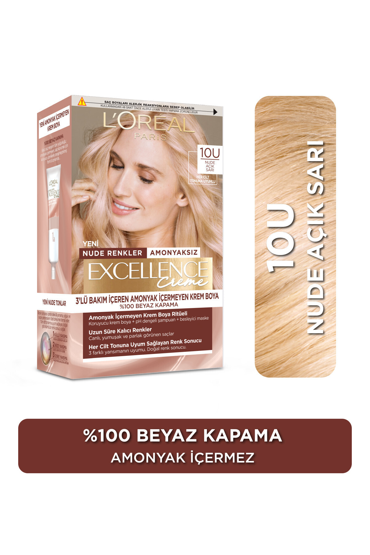 LOREAL PARİS EXCELLENCE CREME 10U AÇIK SARI SAÇ BOYASI-