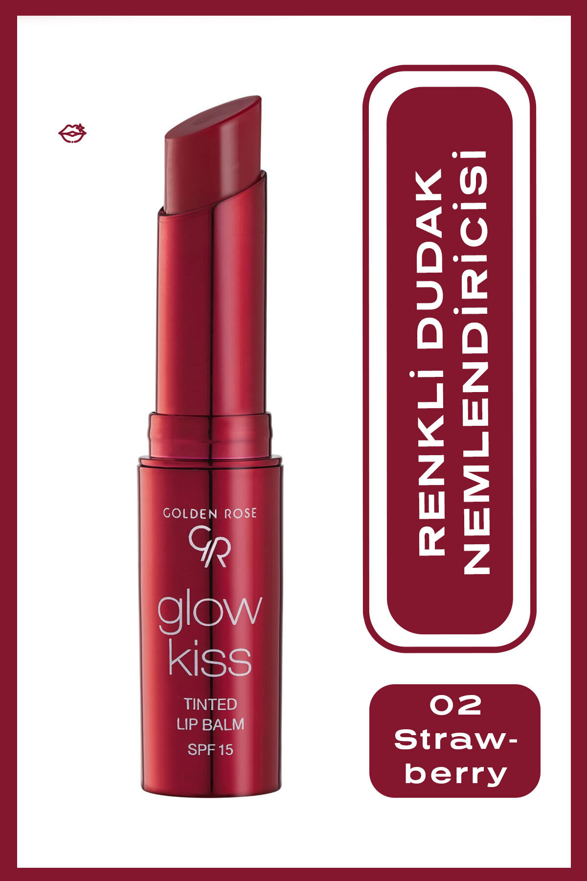 GOLDEN ROSE   GLOW KISS TINTED LIP BALM STAWBERRY NO 02-