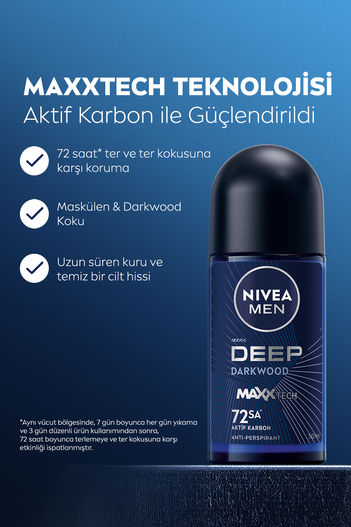 NİVEA MEN ERKEK ROLL-ON DEODORANT DEEP DİMENSİON 50ML-