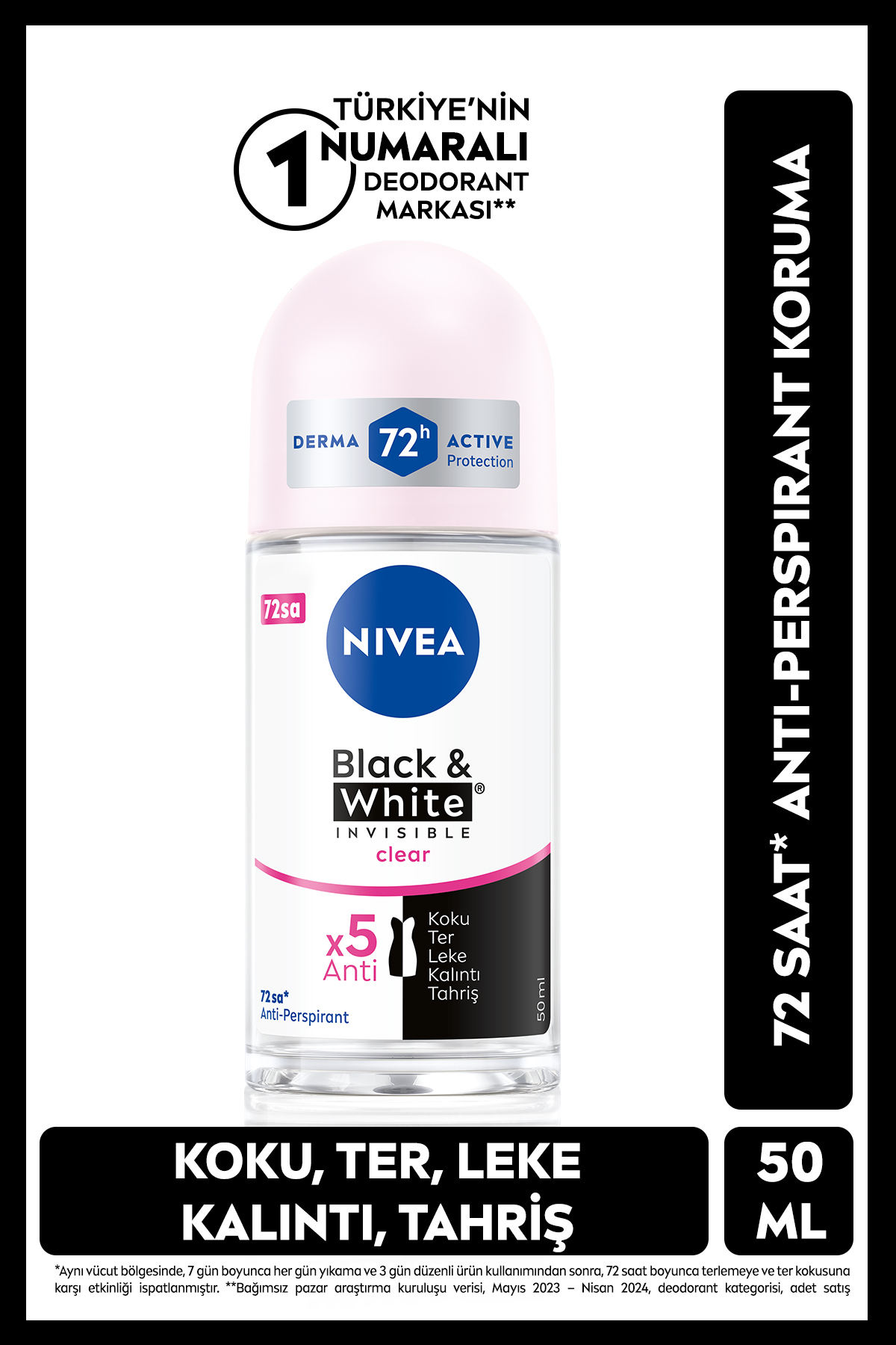 NİVEA KADIN BLACK&WHİTE INVİSİBLE CLEAR ROLL-ON 50ML-