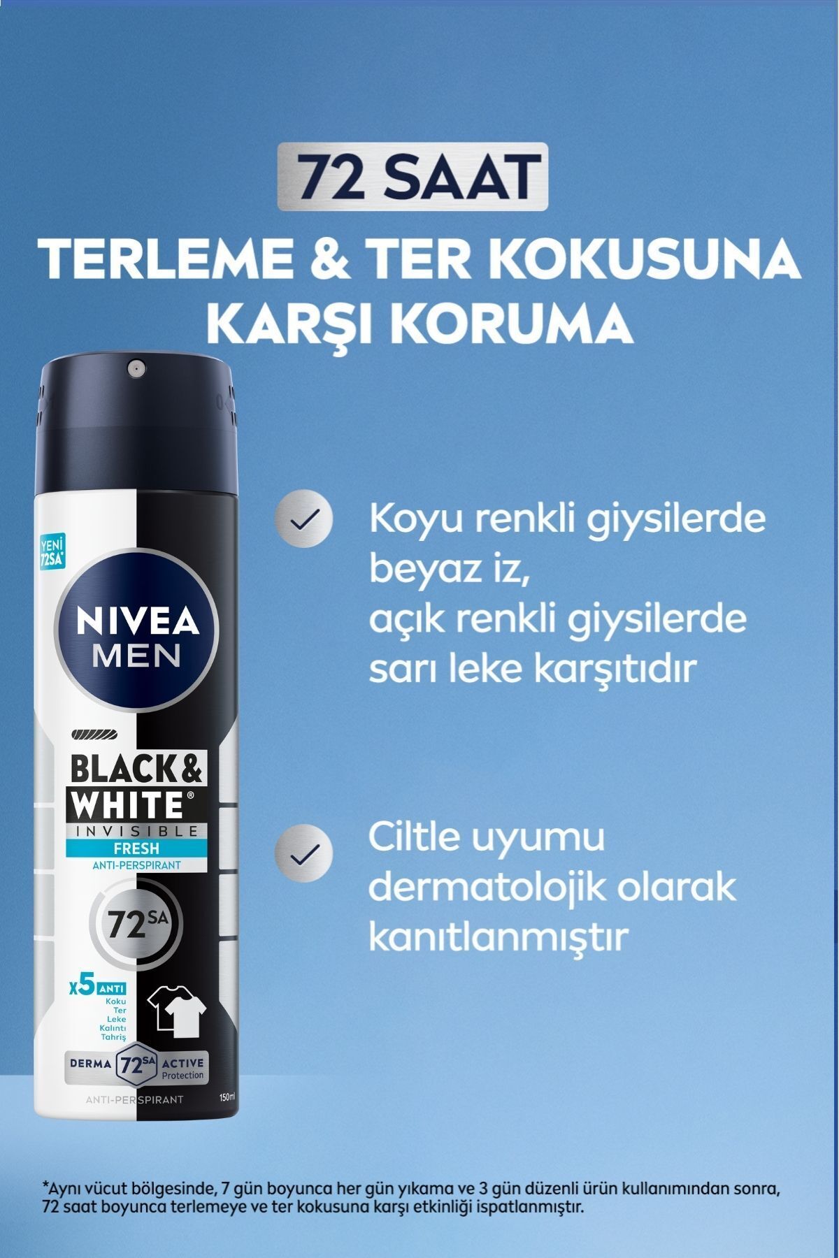 NİVEA MEN  BLACK&WHİTE INVİSİBİLE FRESH DEODORANT 150ML-