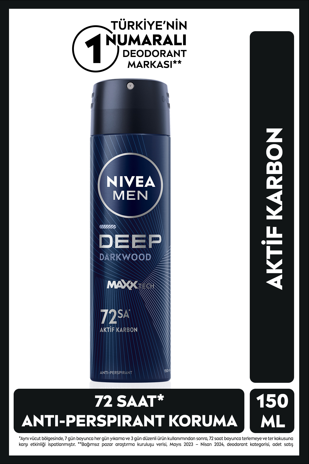 NİVEA MEN ERKEK  DEEPDİMENSON KARBON DEODORANT 150ML-