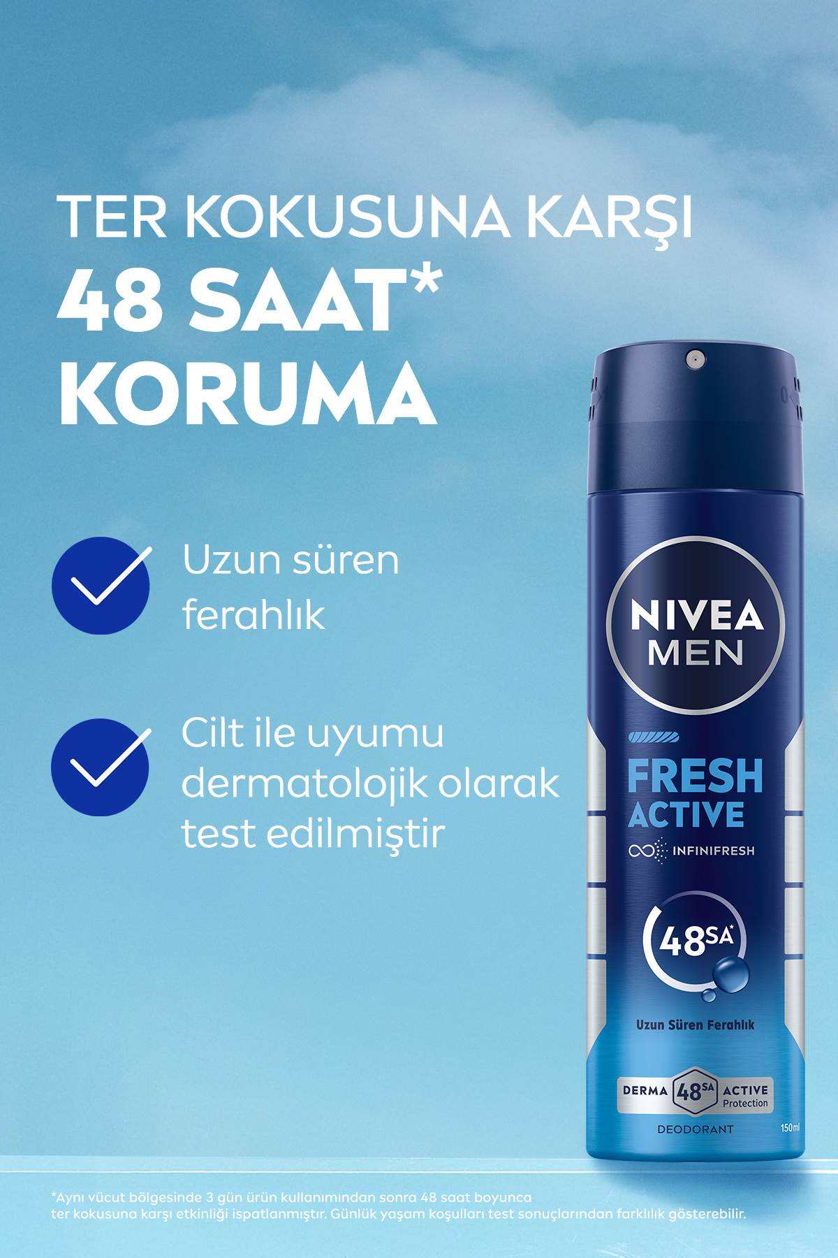 NİVEA MEN ERKEK SPREY DEODORANT FRESH ACTİVE 150ML-