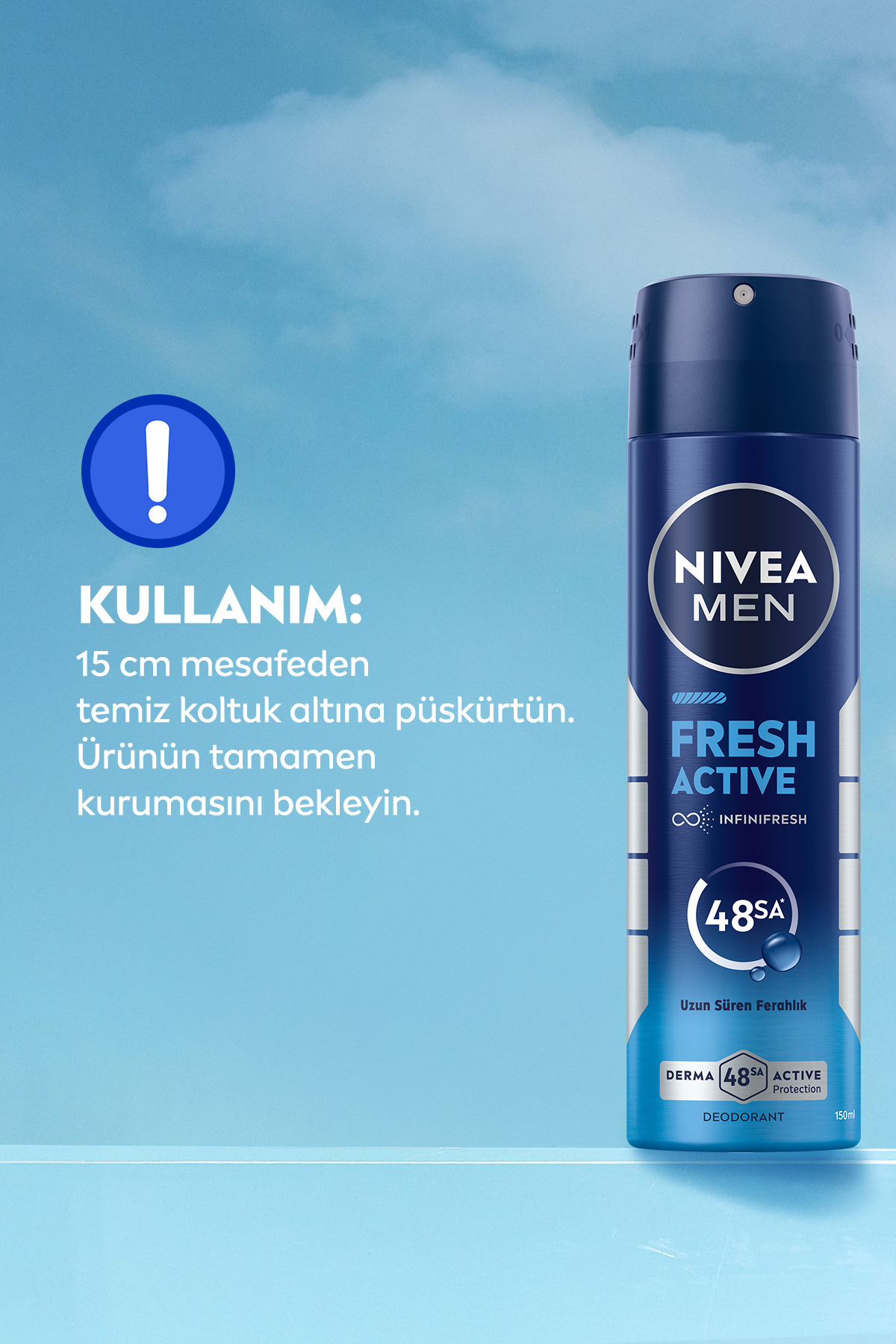 NİVEA MEN ERKEK SPREY DEODORANT FRESH ACTİVE 150ML-