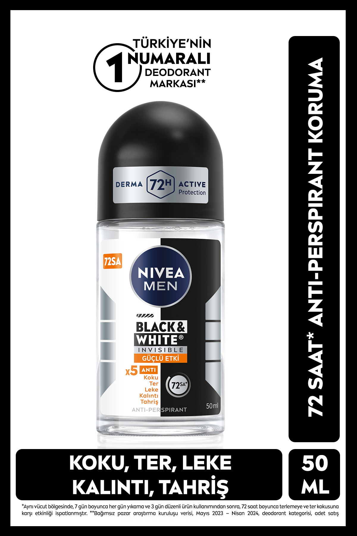 NİVEA MEN ROLL ONBLACK&WHİTE INVİSİBLE GÜÇLÜ ETKİ 50ML-