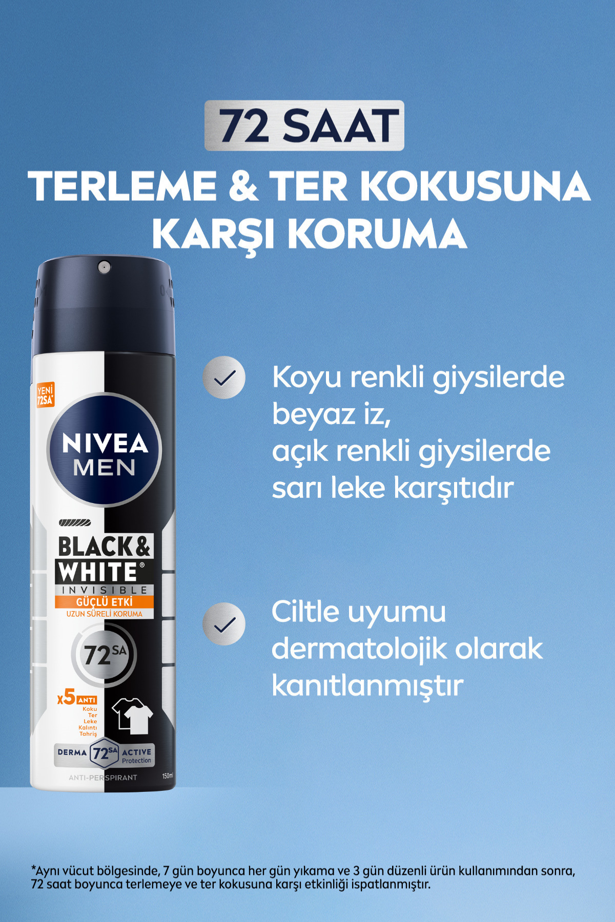 NİVEA  B&W GÜÇLÜ ETKİ ERKEK DEODORANT 150ML-