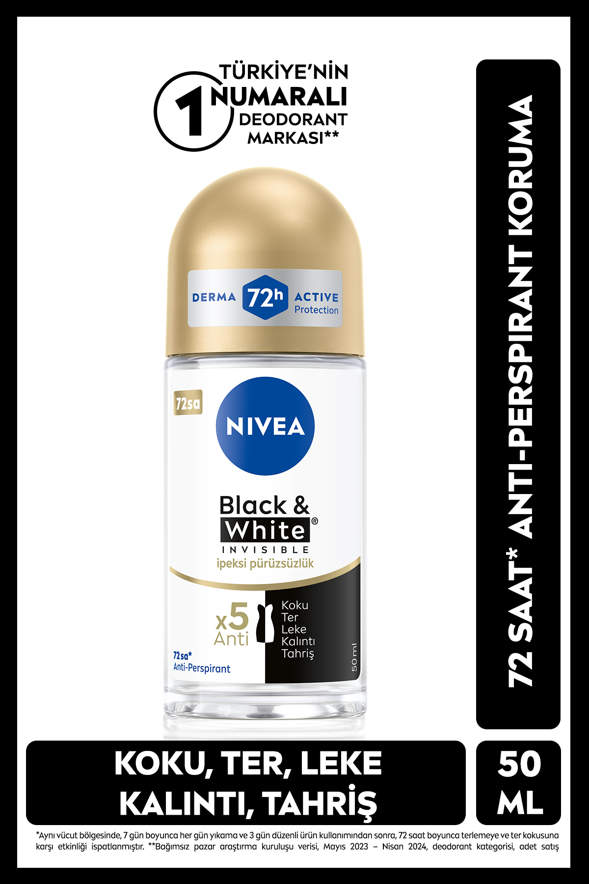 NİVEA  BLACK WHİTE IPEKSİ PÜRÜSZ ROLL 50ML-