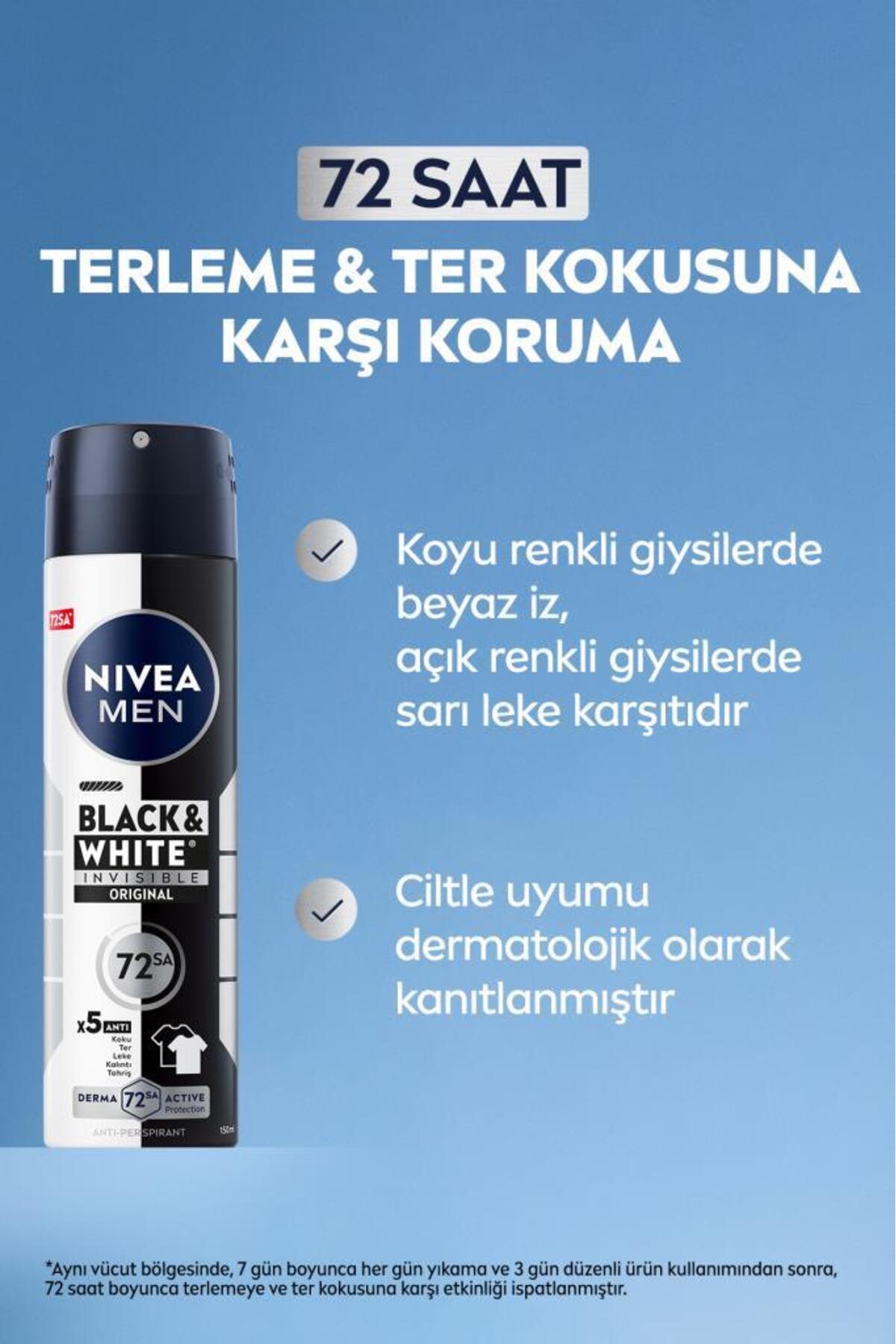 NİVEA INVİSİBLE BLACK&WHİTE ERKEK DEODORANT 150 ML-