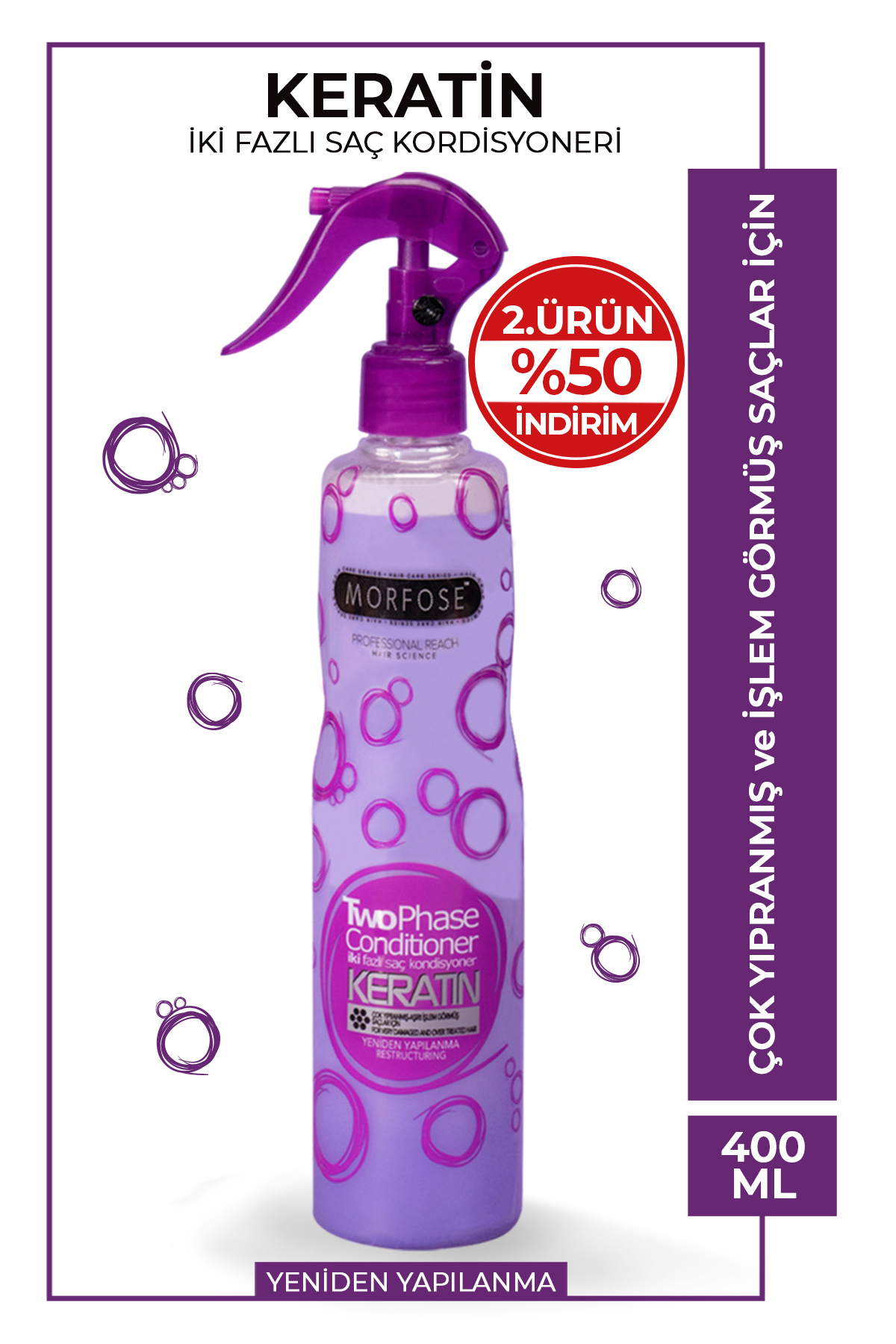 MORFOSE KERATİN IÇERİKLİ FÖN SUYU MOR 400 ML-