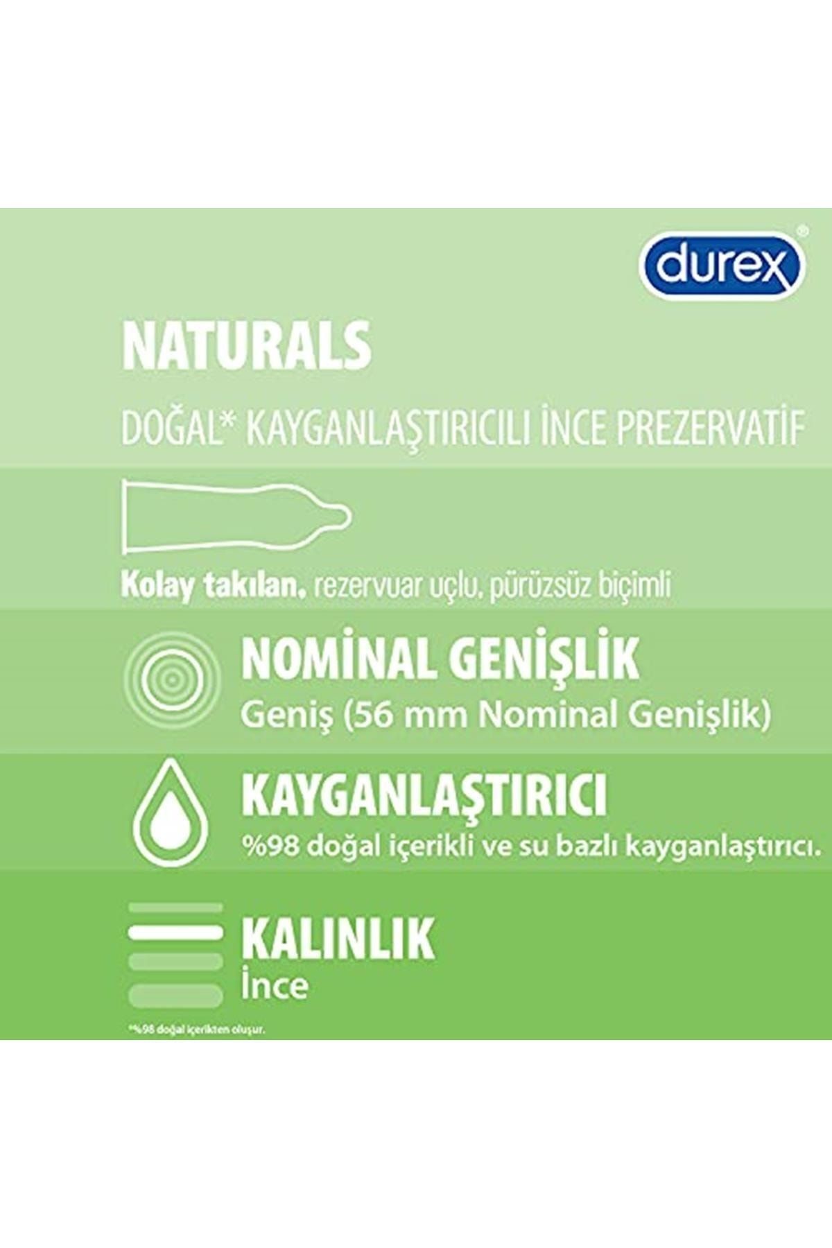 DUREX NATURALS DOĞAL KAYGANLAŞI İNCE PREZERVATİF 20Lİ-