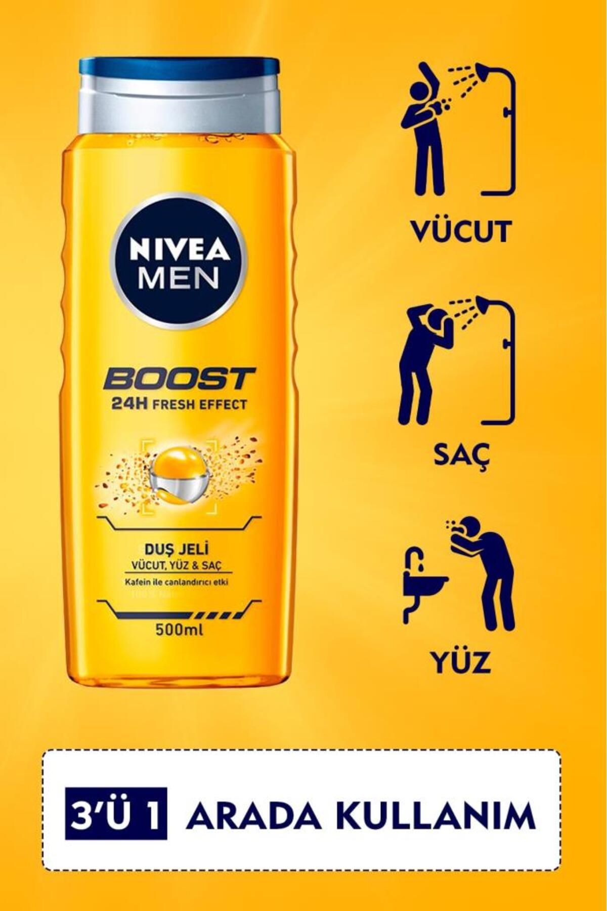 NİVEA MEN BOOST KAFEİN ÖZLÜ  DUŞ JELİ 500ML-