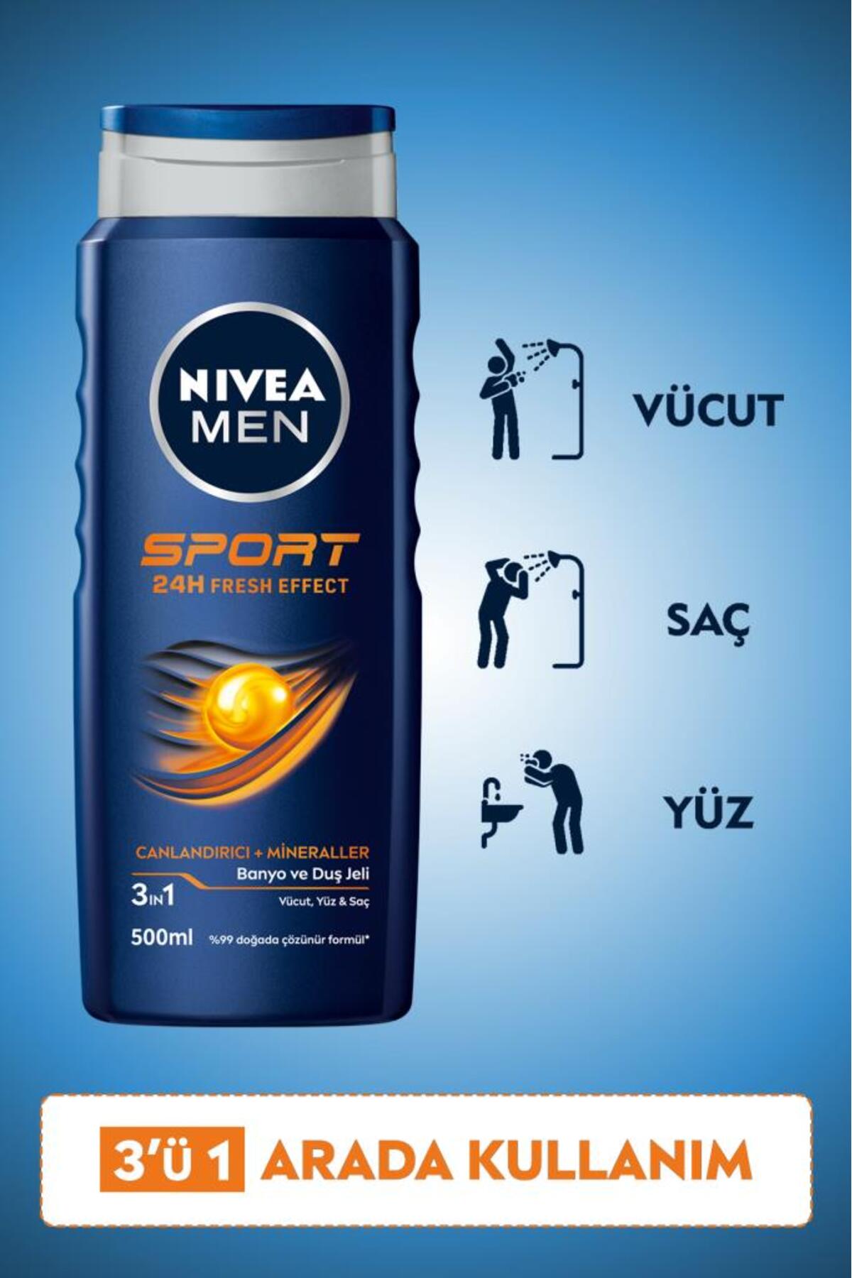 NİVEA MEN SPORT İÇİN SAÇ VE VÜCUT ŞAMPUAN 500ML-