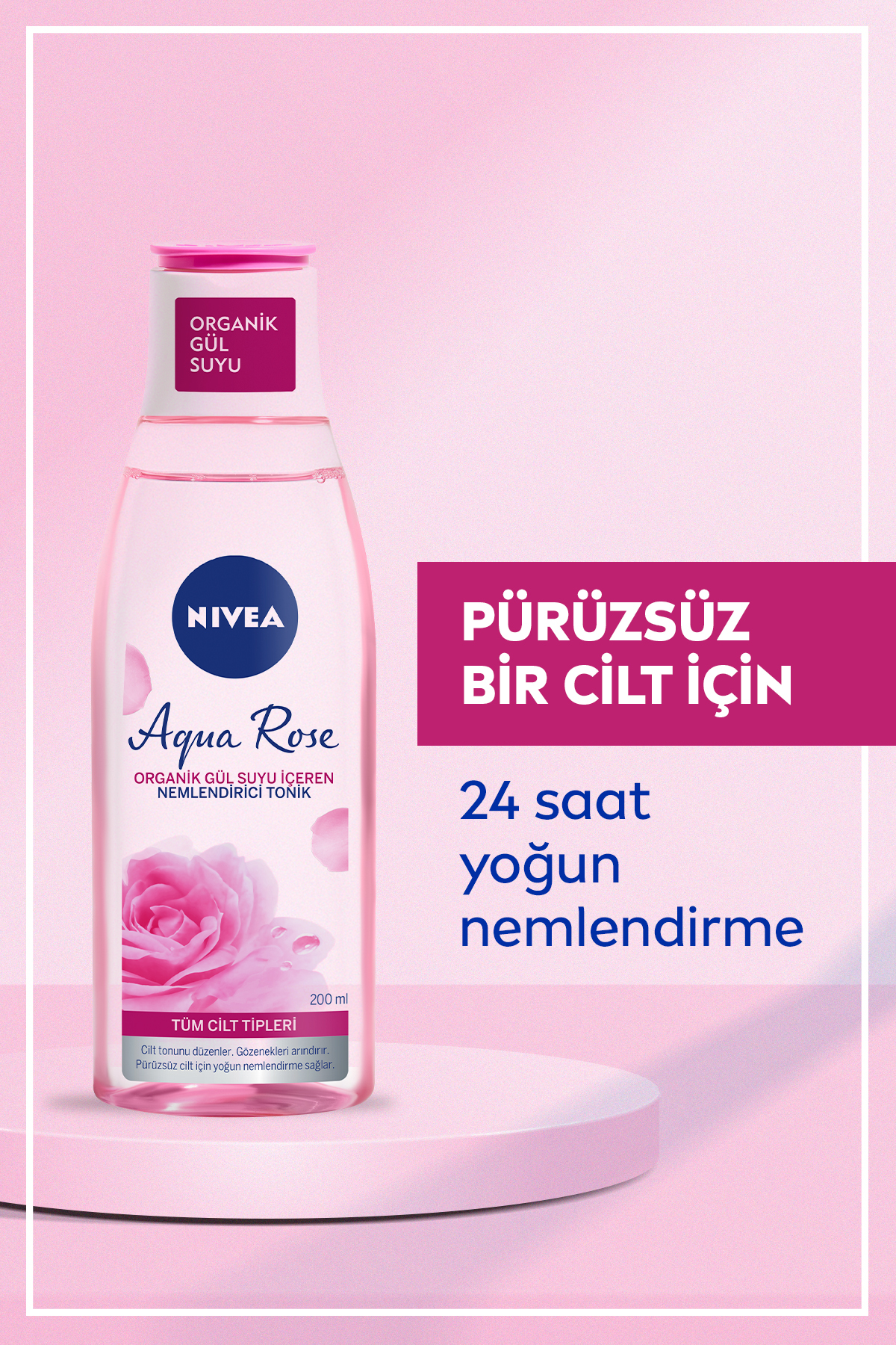 NİVEA AQUAROSE ORGANİK GÜL SUYU NEMLENDİRİCİ TONİK 200ML-