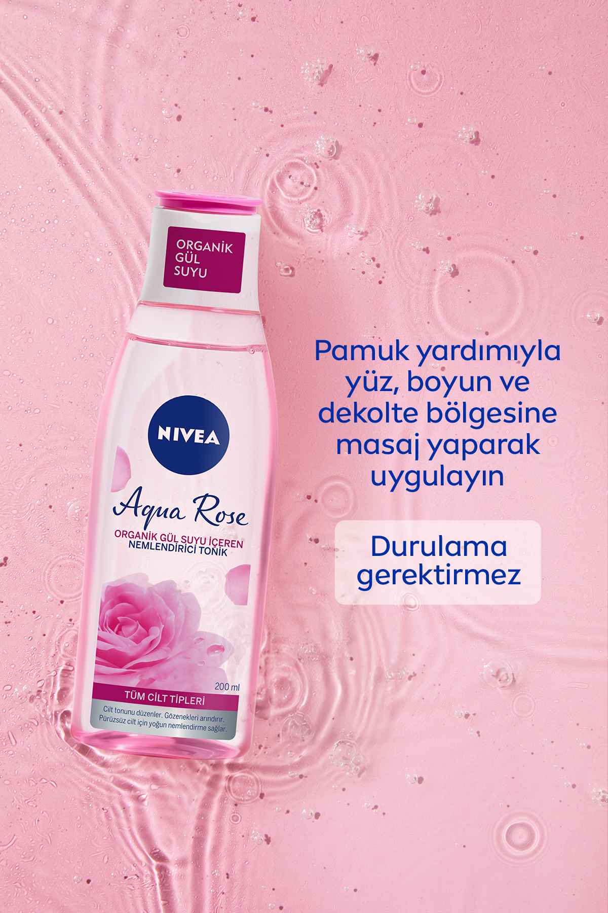 NİVEA AQUAROSE ORGANİK GÜL SUYU NEMLENDİRİCİ TONİK 200ML-
