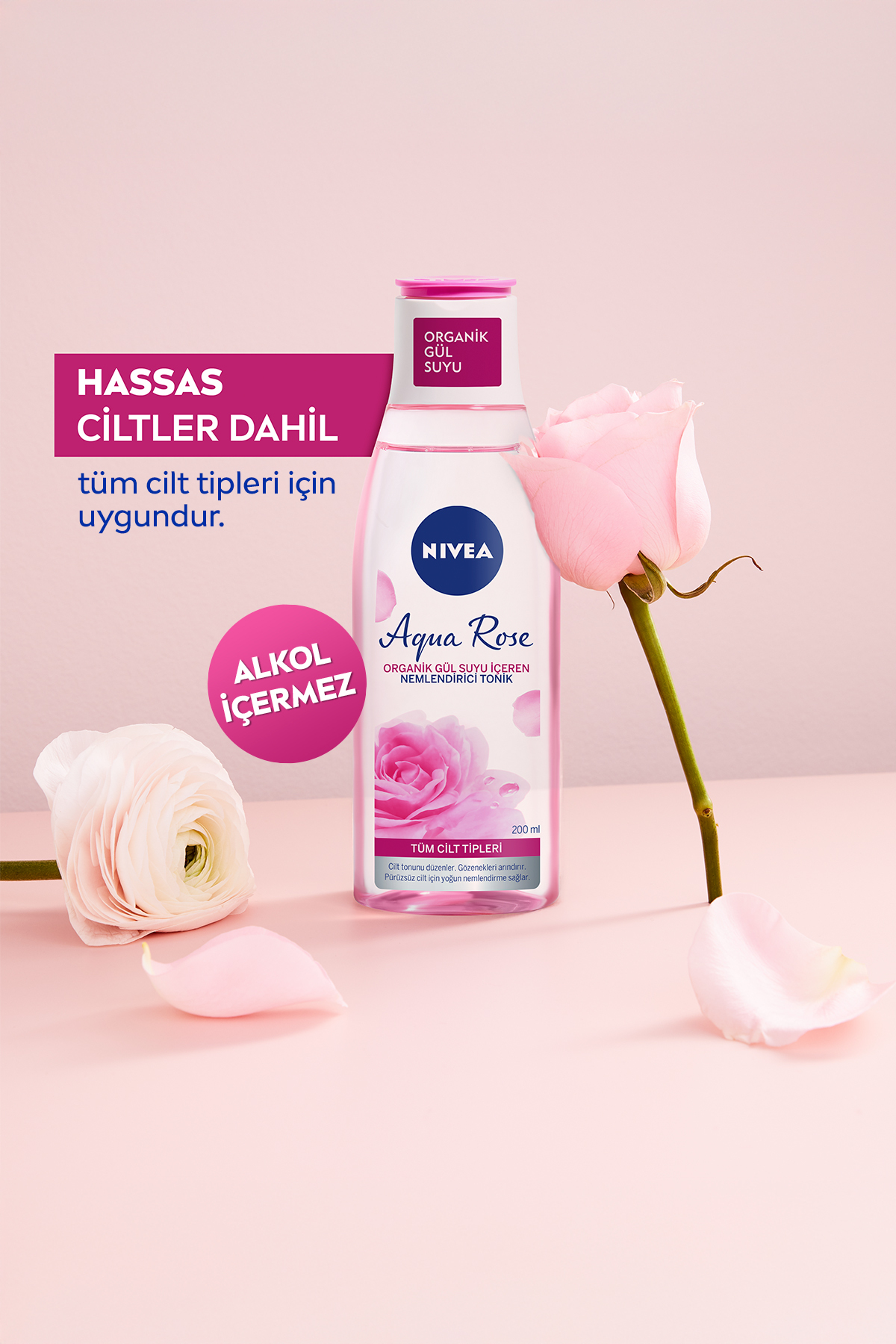 NİVEA AQUAROSE ORGANİK GÜL SUYU NEMLENDİRİCİ TONİK 200ML-