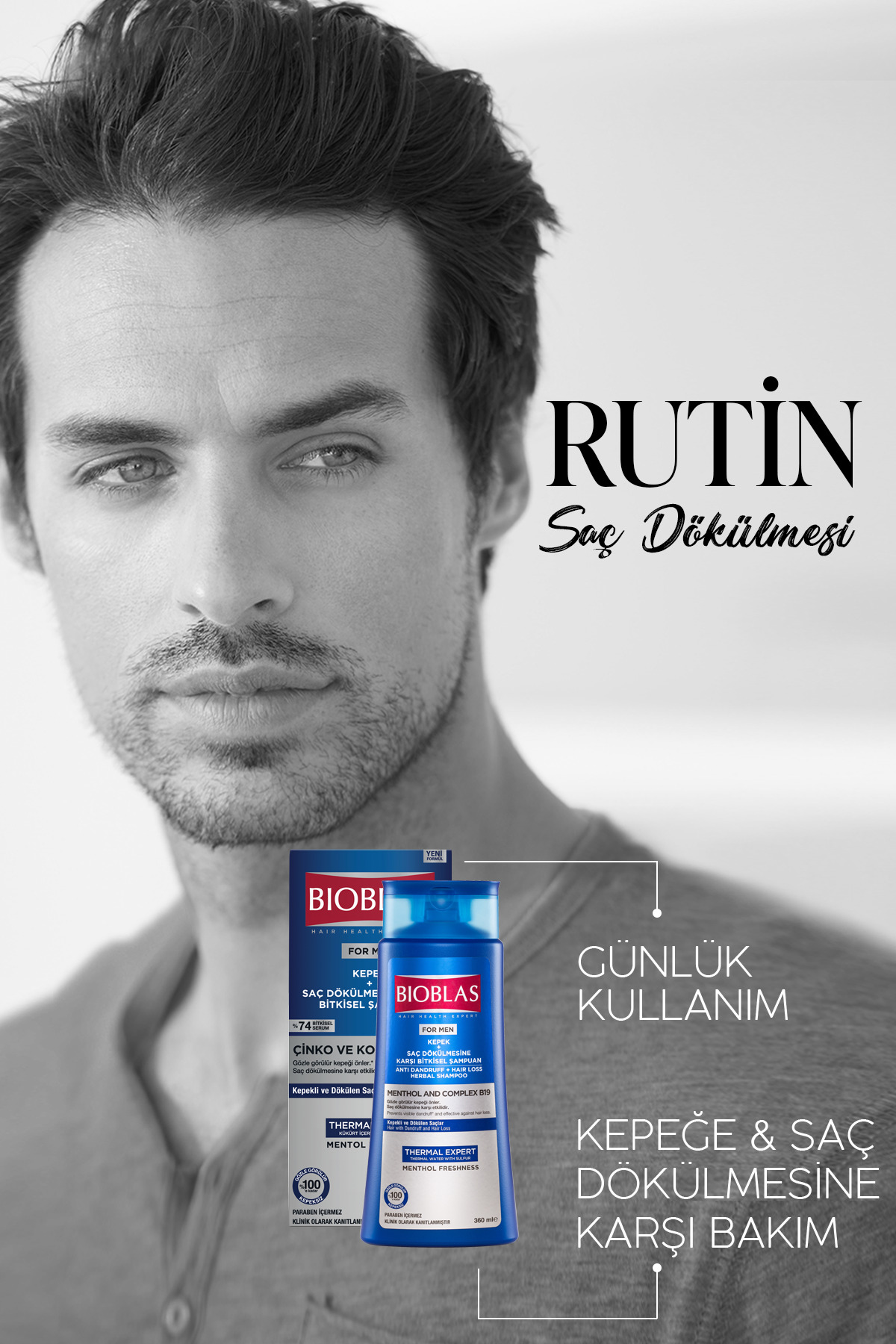 BİOBLAS THERMAL EXPERT MEN KEPEĞE KARŞI ŞAMPUAN 360ML-