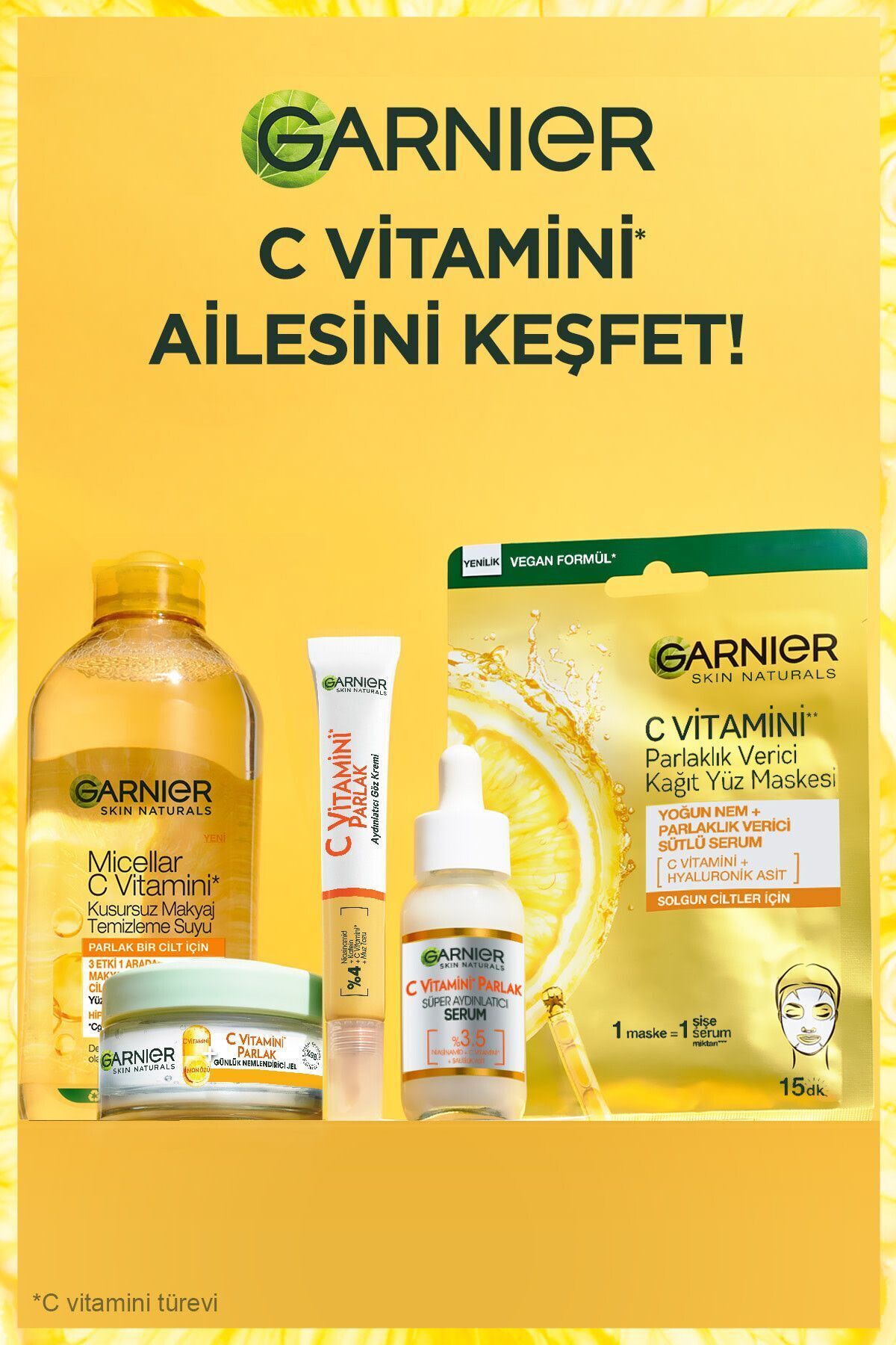 GARNİER C VİTAMİNİ PARLAK AYDINLATICI GÖZ KREMİ 15ML-