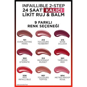 LOREAL PARİS INFAİLLİBLE 2-STEP  KALICI LİKİT RUJ 302-