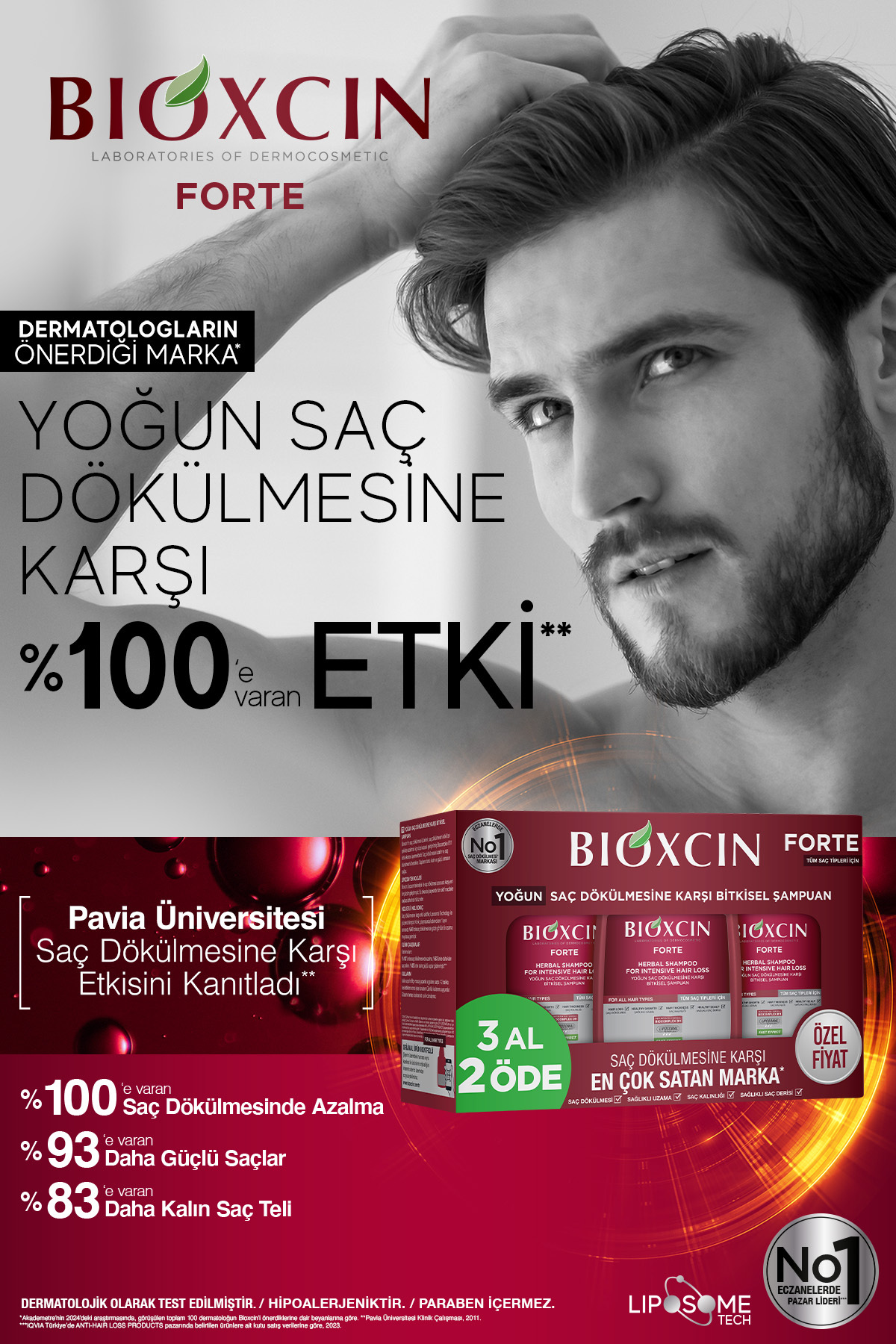 BİOXCİN FORTE ŞAMPUAN TÜM SAÇ TİPLERİ IÇİN 3X300ML-