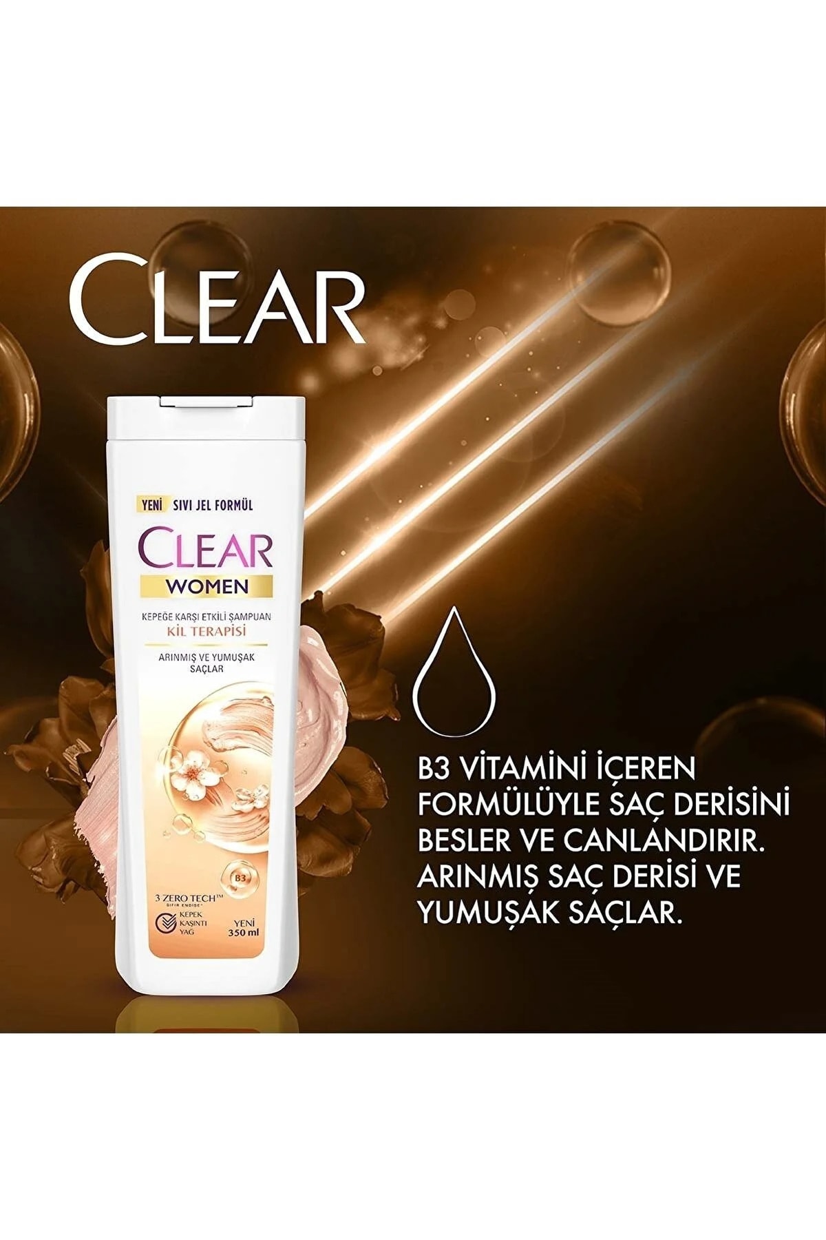 CLEAR WOMEN KEPEĞE KARŞI ETKİLİ ŞAMPUAN KİL TERAPİ-