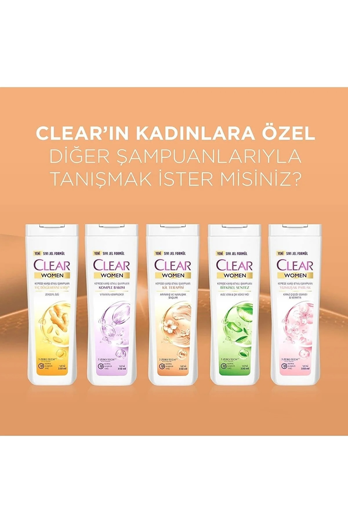 CLEAR WOMEN KEPEĞE KARŞI ETKİLİ ŞAMPUAN KİL TERAPİ-