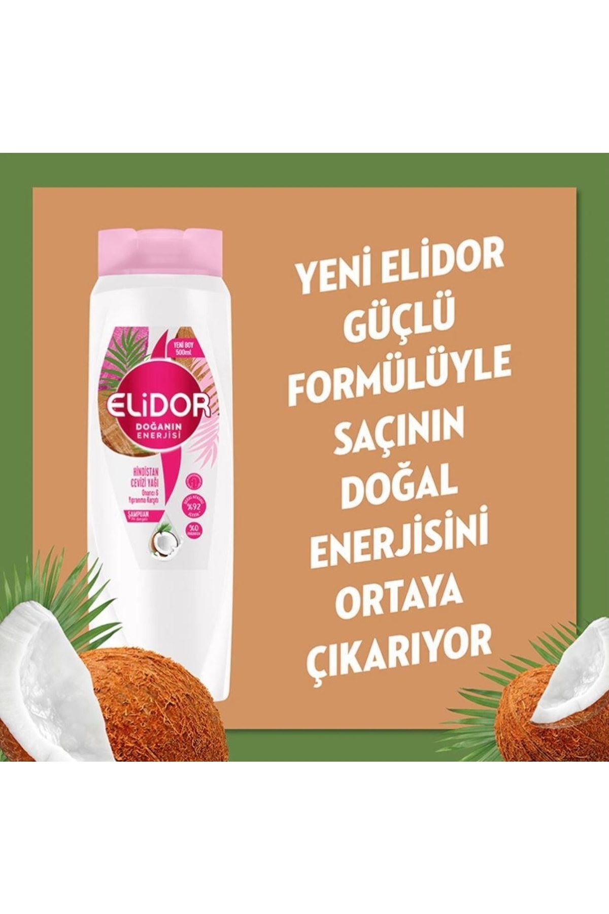 ELİDOR HİNDİSTAN CEVİZİ YAĞI ONARICI&YIPRA ŞAMPUAN 500ML-
