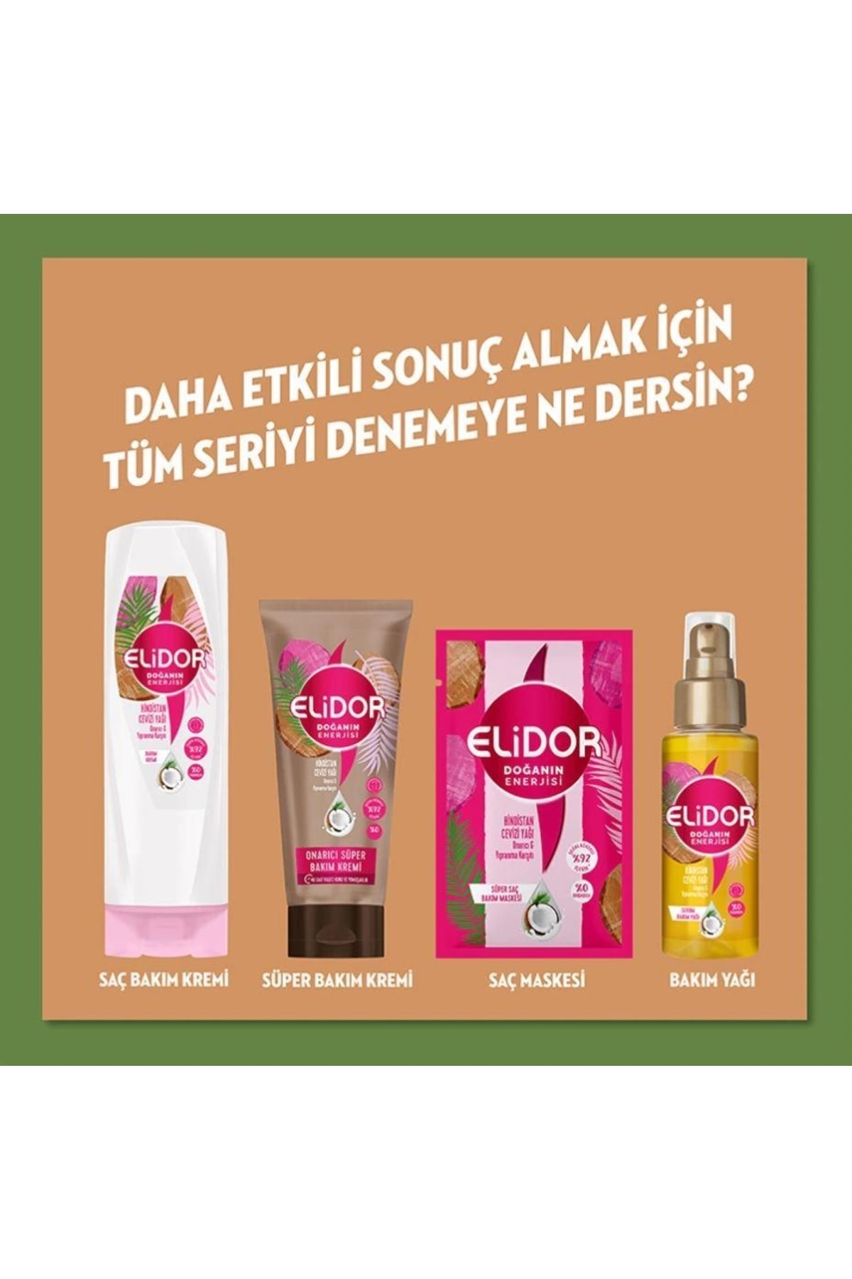 ELİDOR HİNDİSTAN CEVİZİ YAĞI ONARICI&YIPRA ŞAMPUAN 500ML-