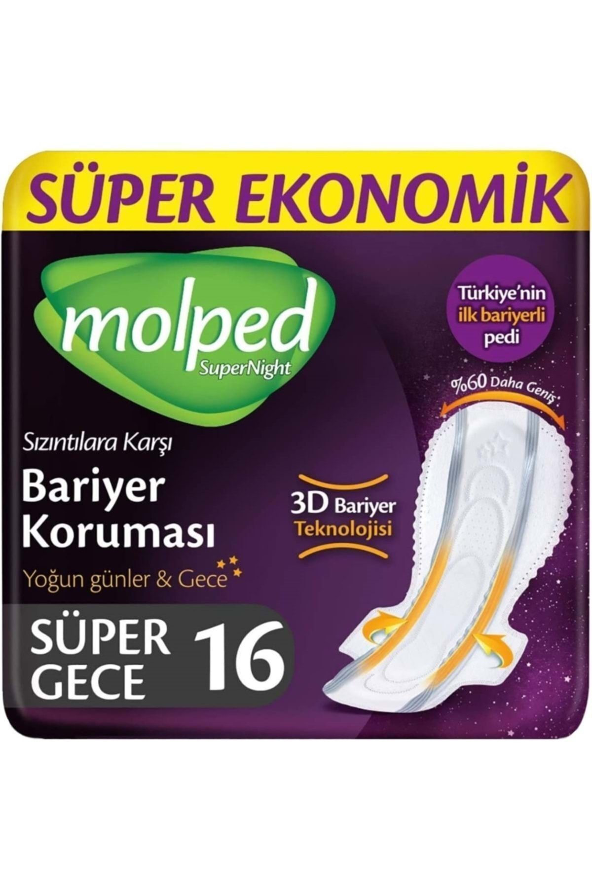 Molped Super Night Süper Gece Hijyenik Ped 16 Lı-