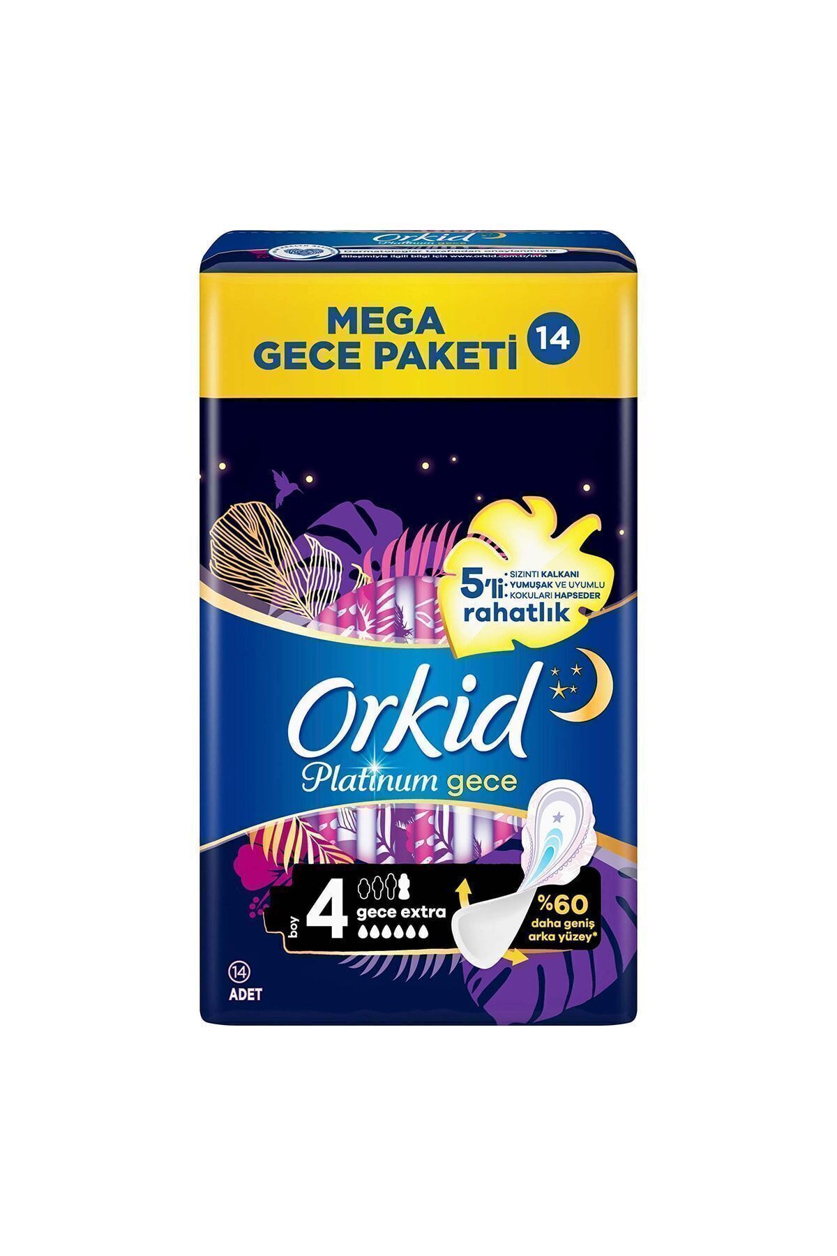 ORKİD PLATİNUM SÜPER EKONOMİK GECE EKSTRA 4 BEDEN HİJYENİK PED-