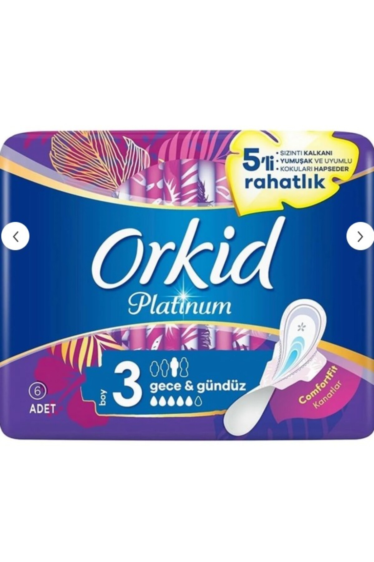 ORKİD PLATİNUM GECE 6 ADETTEKLİ PAKET HİJYENİK PED-