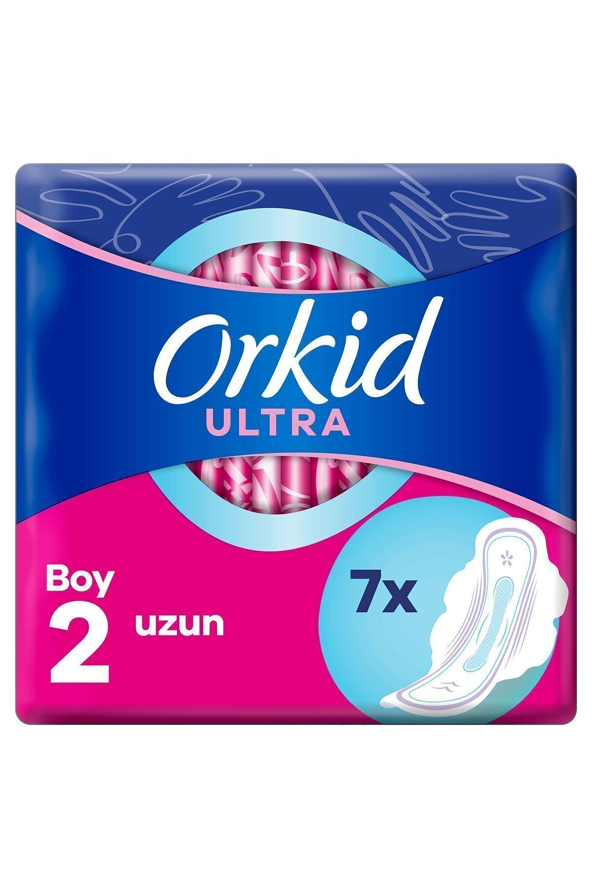 ORKİD TEKLİ ULTRA KANATLI UZUN 7Lİ HİJYENİK PED-