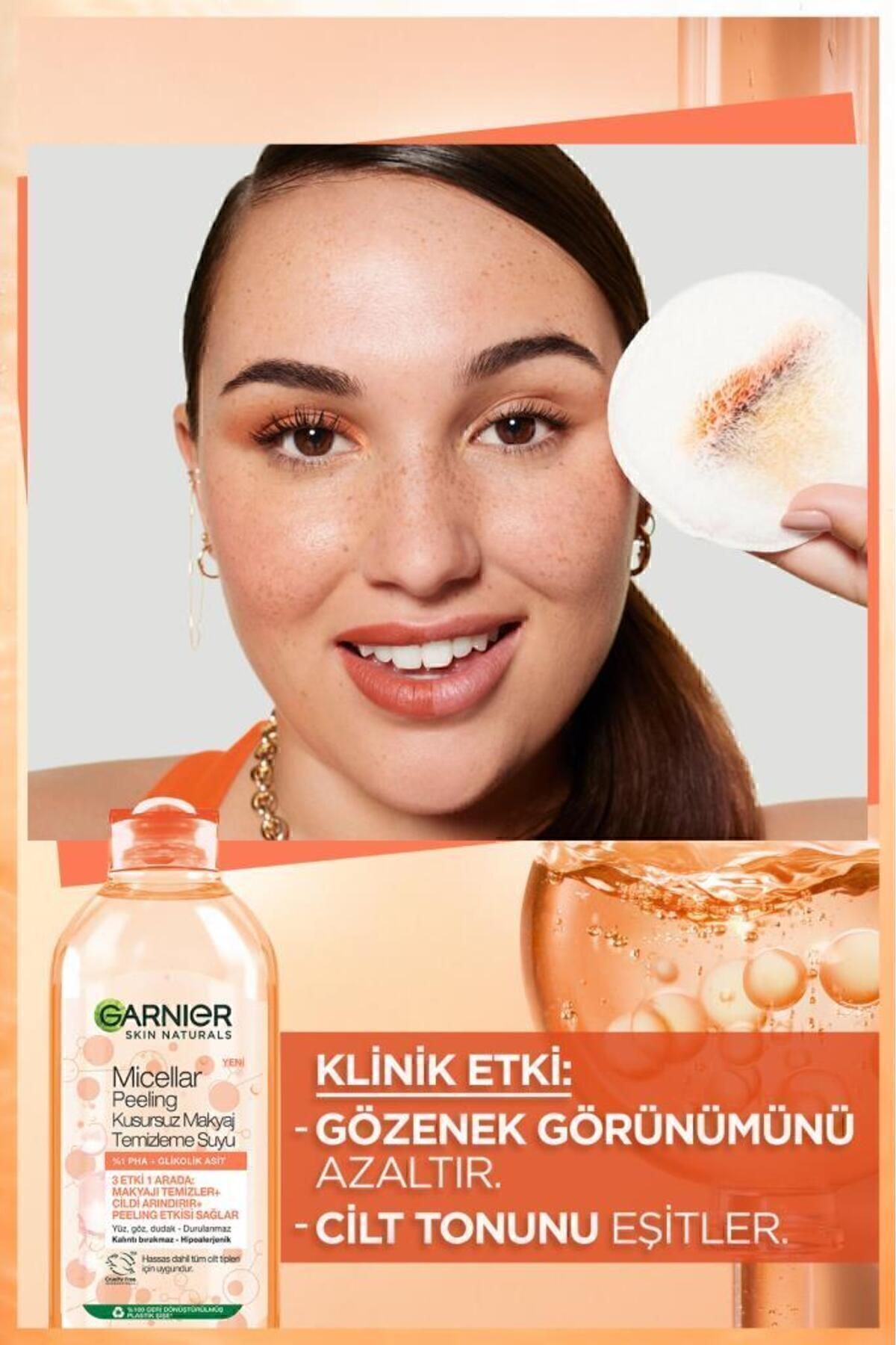 GARNİER MİCELLAR PEELİNG KUSURSUZ MAKYAJ TEMİZLEME SUYU 400ML-