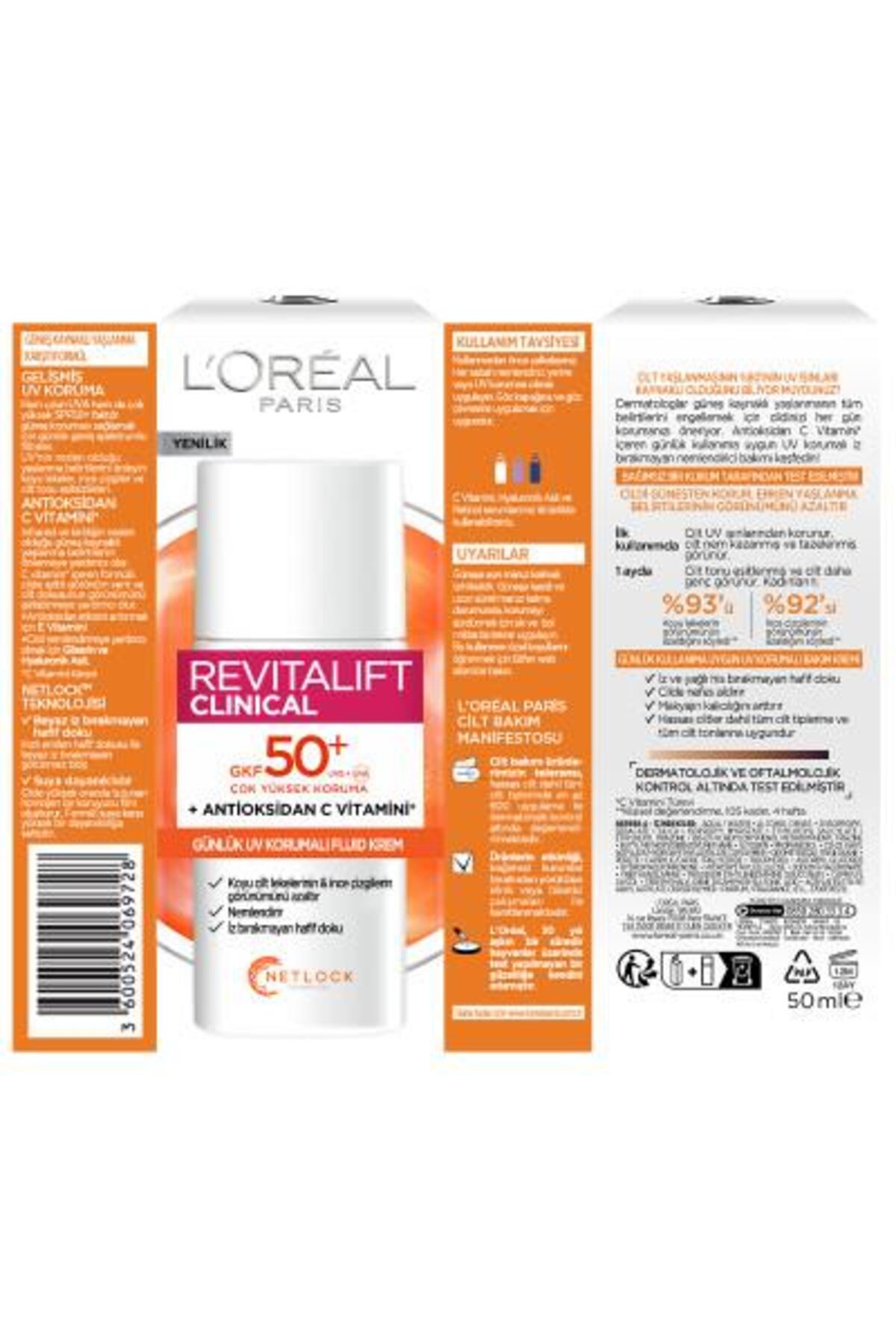 LOREAL  PARİS REVİTALİFT CLİNİCAL SPF 50+ GÜNEŞ KREMİ 50ML-