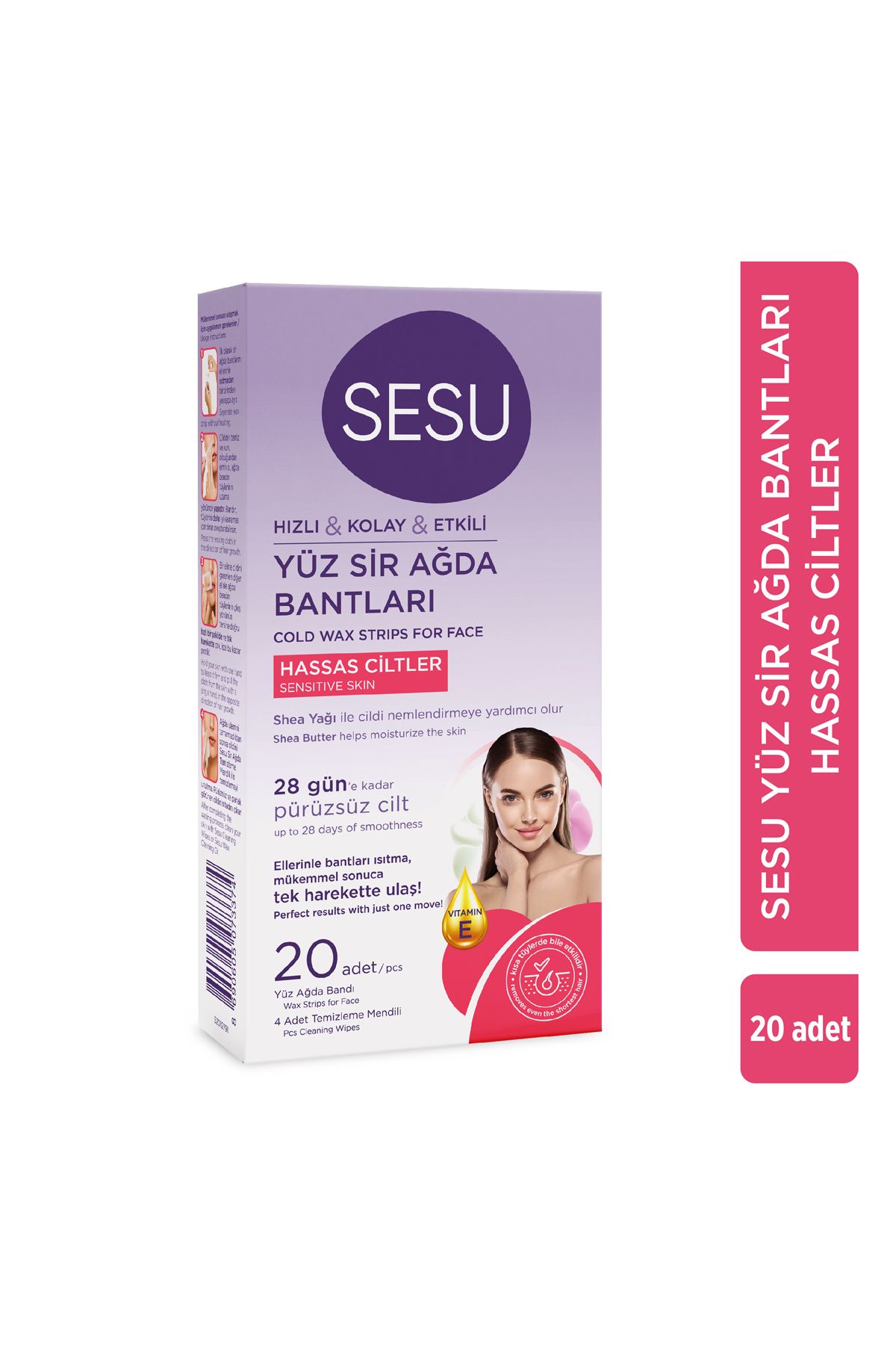 SESU AĞDA BANDI YÜZ HASSAS CİLTLER PEMBE 20Lİ-