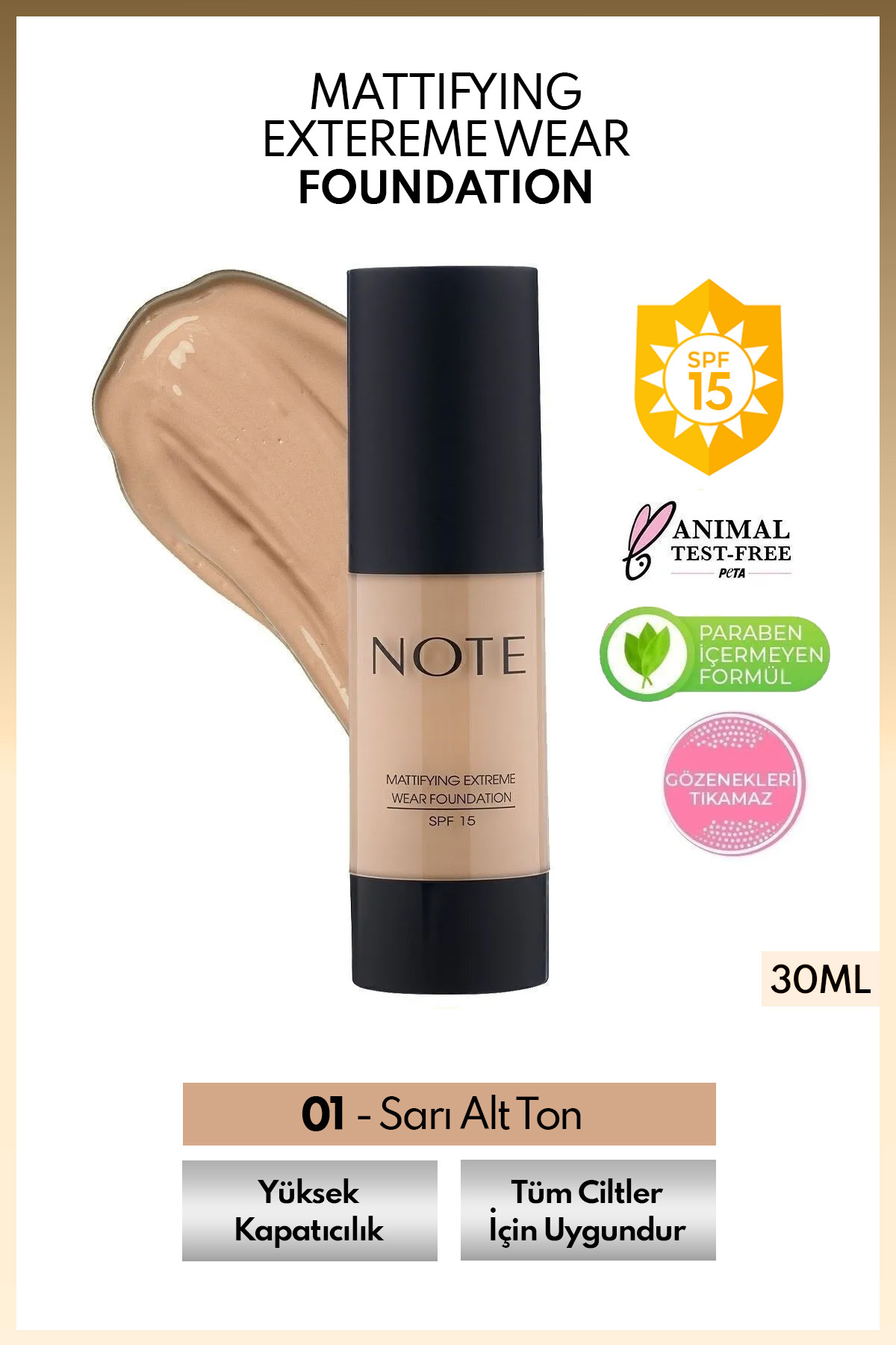 NOTE  MATTİFİYİNG EXTREME WEAR BEİGE NO.01 FONDÖTEN-