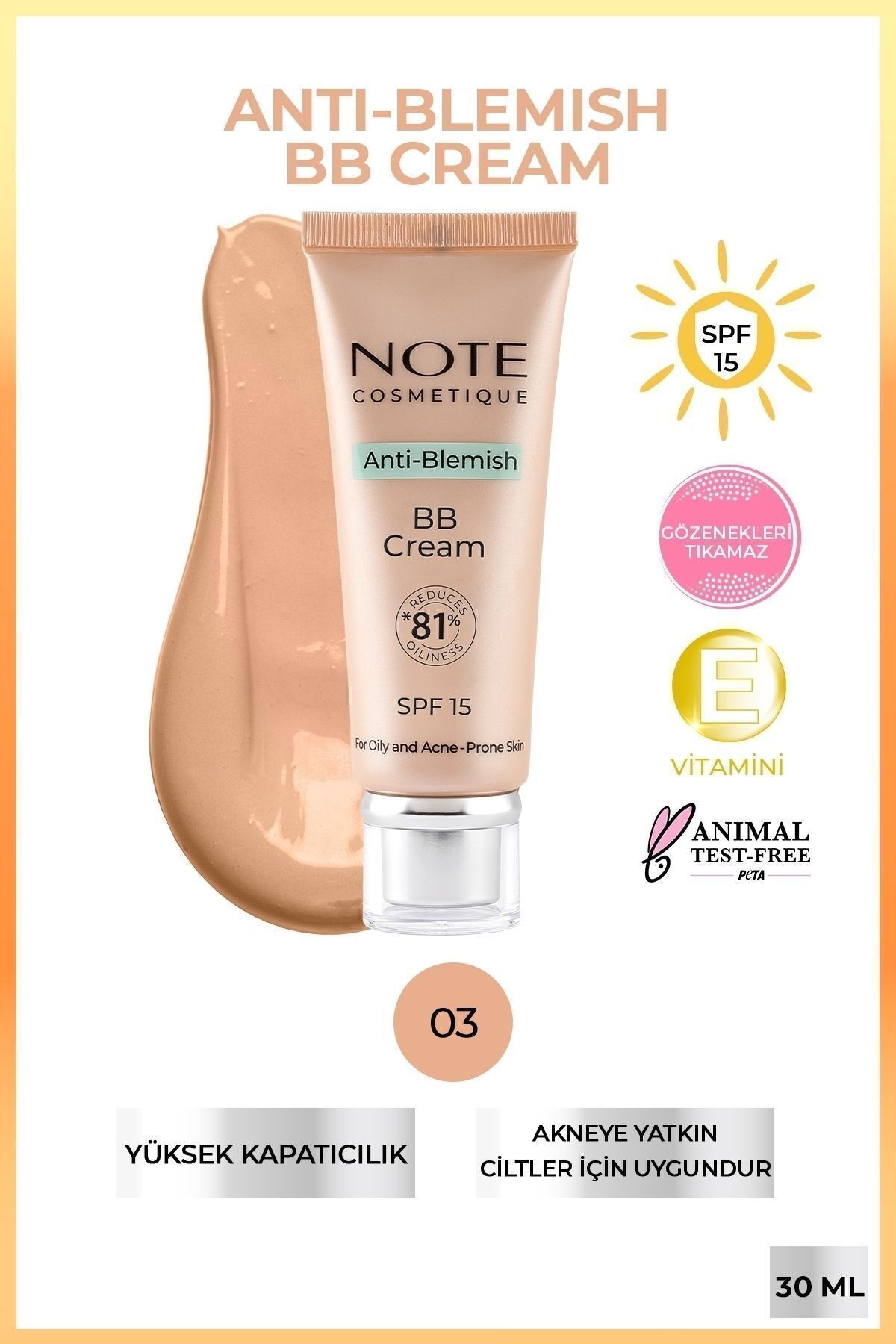 NOTE ANTİ BLEMİSH BB CREAM NATURAL BEİGE 03-