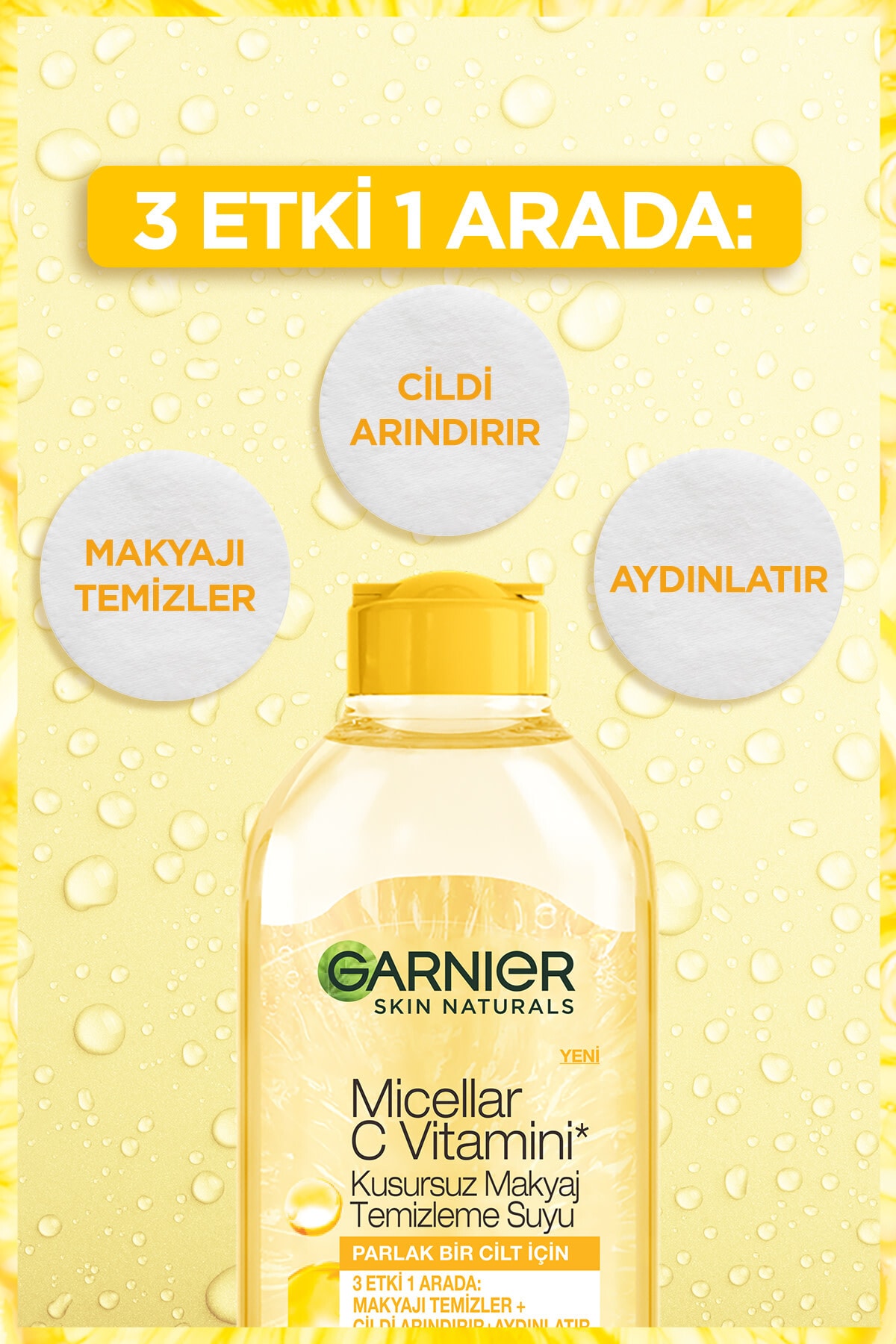 GARNİER MİCELLAR C VİTAMİNİ KUSURSUZ MAKYAJ TEMİZLEME SUYU 400ML-
