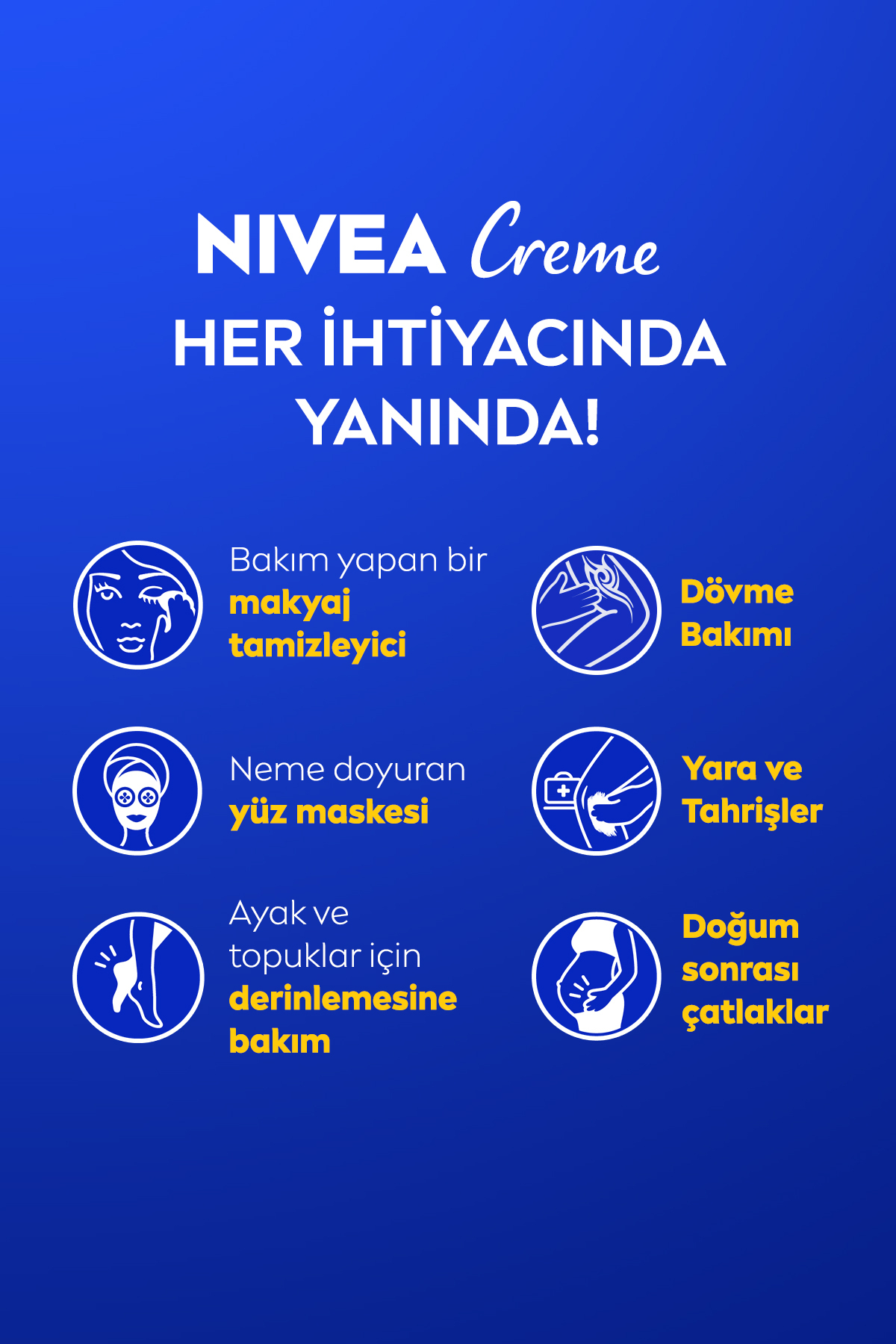 NIVEA CREME 150ML, BAKIM YAPAN KORUMA, UZUN SÜRELİ YOĞUN NEMLENDİRİCİ, EL YÜZ VE VÜCUT, YUMUŞAK CİLT HİSSİ-