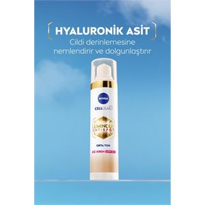 NIVEA LUMİNOUS630 KOYU LEKE KARŞITI CC YÜZ KREMİ 40ML SPF30 GÜNEŞ KORUYUCU HYALURONİK ASİT ORTA TON-