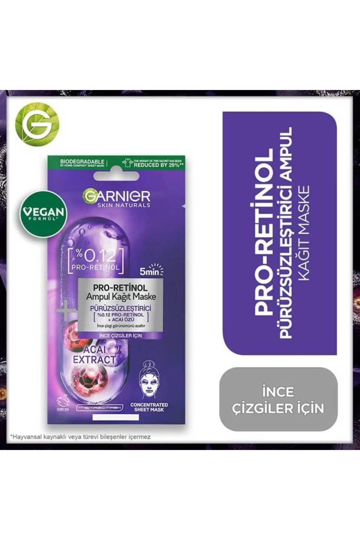 GARNİER PRO-RETİNOL PÜRÜZSÜZLEŞTİRİCİ AMPUL KAĞIT YÜZ MASKESİ-