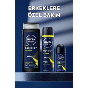 NIVEA MEN ERKEK SPREY DEODORANT DEEP EXTREME 150ML. 72 SAAT ANTİ-PERSPİRANT TER KORUMA. YENİ ENERJİK-