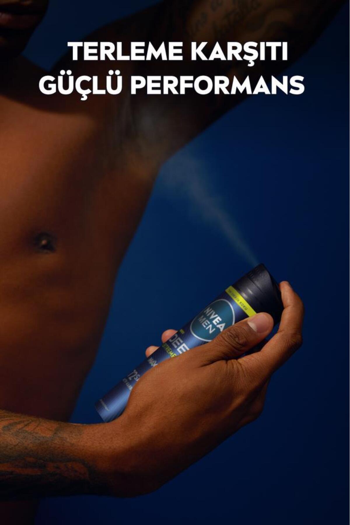 NIVEA MEN ERKEK SPREY DEODORANT DEEP EXTREME 150ML. 72 SAAT ANTİ-PERSPİRANT TER KORUMA. YENİ ENERJİK-