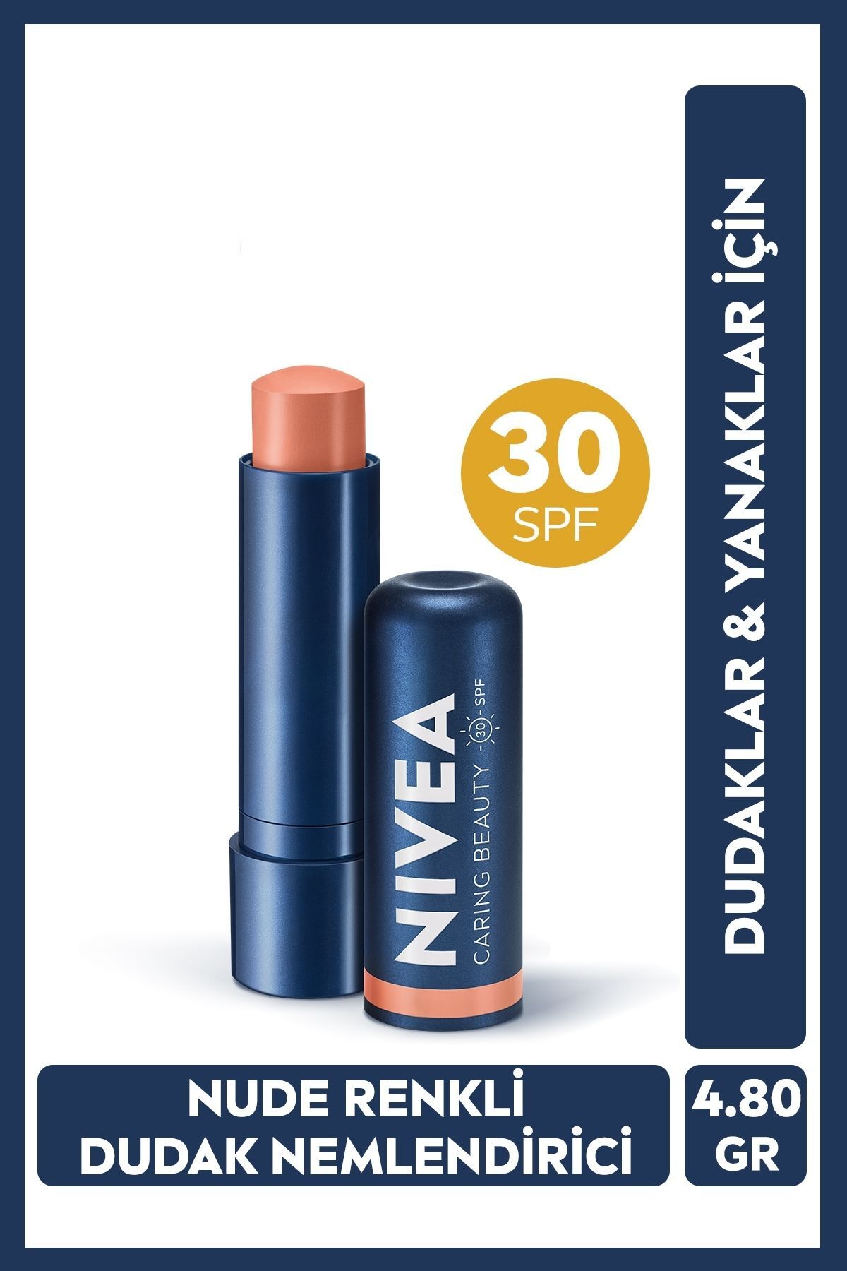 NIVEA Renkli Dudak Bakım Kremi,nude,4,8gr,nemlendirme,spf30,doğal Yağlar,e-