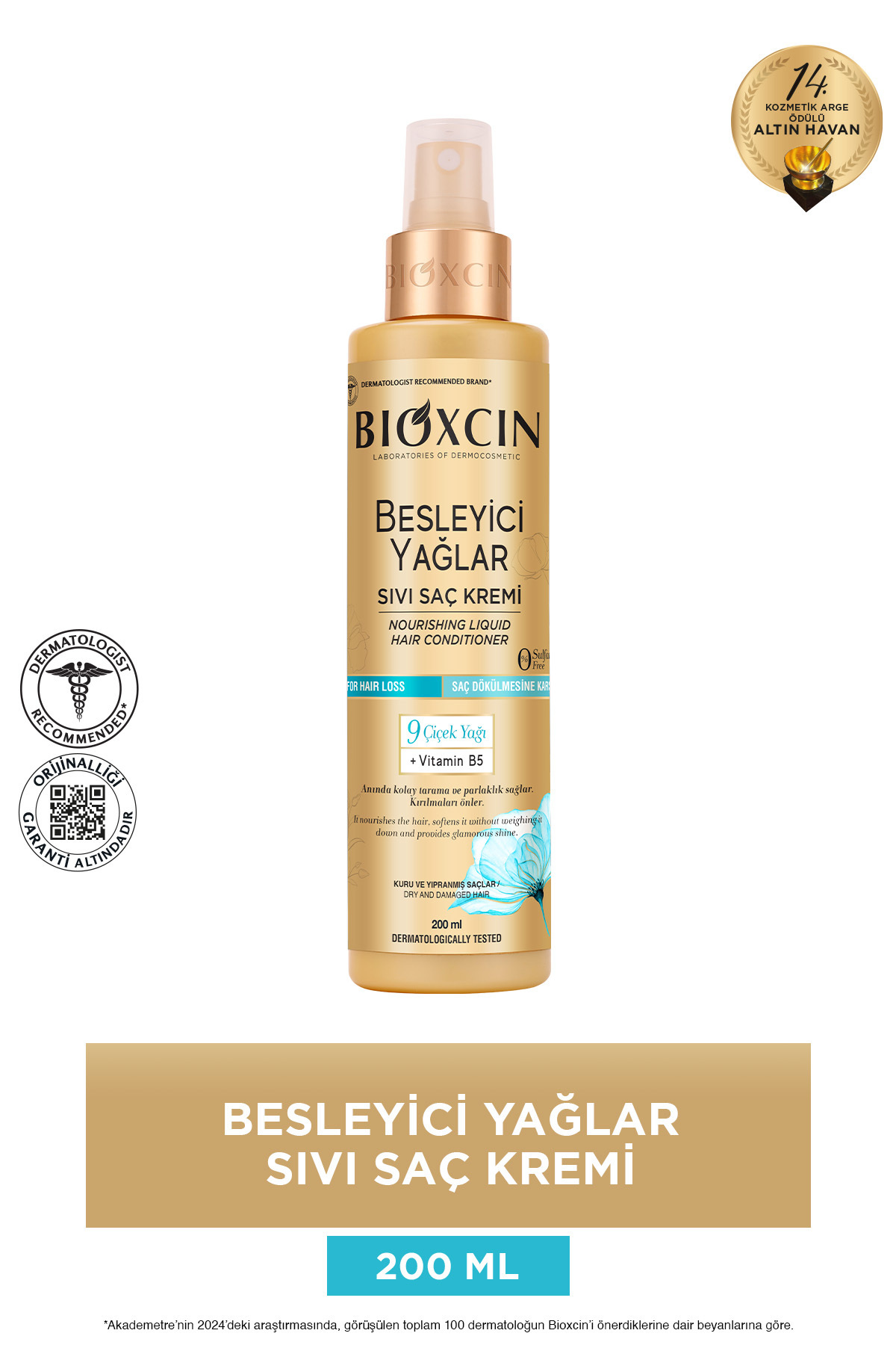 BİOXCİN BESLEYİCİ YAĞLAR SIVI SAÇ KREMİ 200 ML - SÜLFATSIZ. KURU VE YIPRANMIŞ SAÇLAR SAÇ DÖKÜLME KARŞITI-
