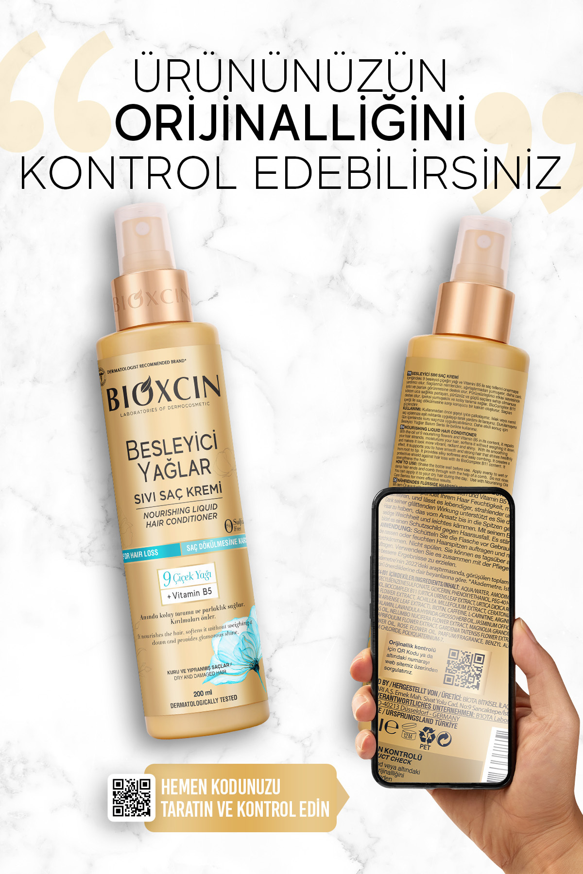 BİOXCİN BESLEYİCİ YAĞLAR SIVI SAÇ KREMİ 200 ML - SÜLFATSIZ. KURU VE YIPRANMIŞ SAÇLAR SAÇ DÖKÜLME KARŞITI-