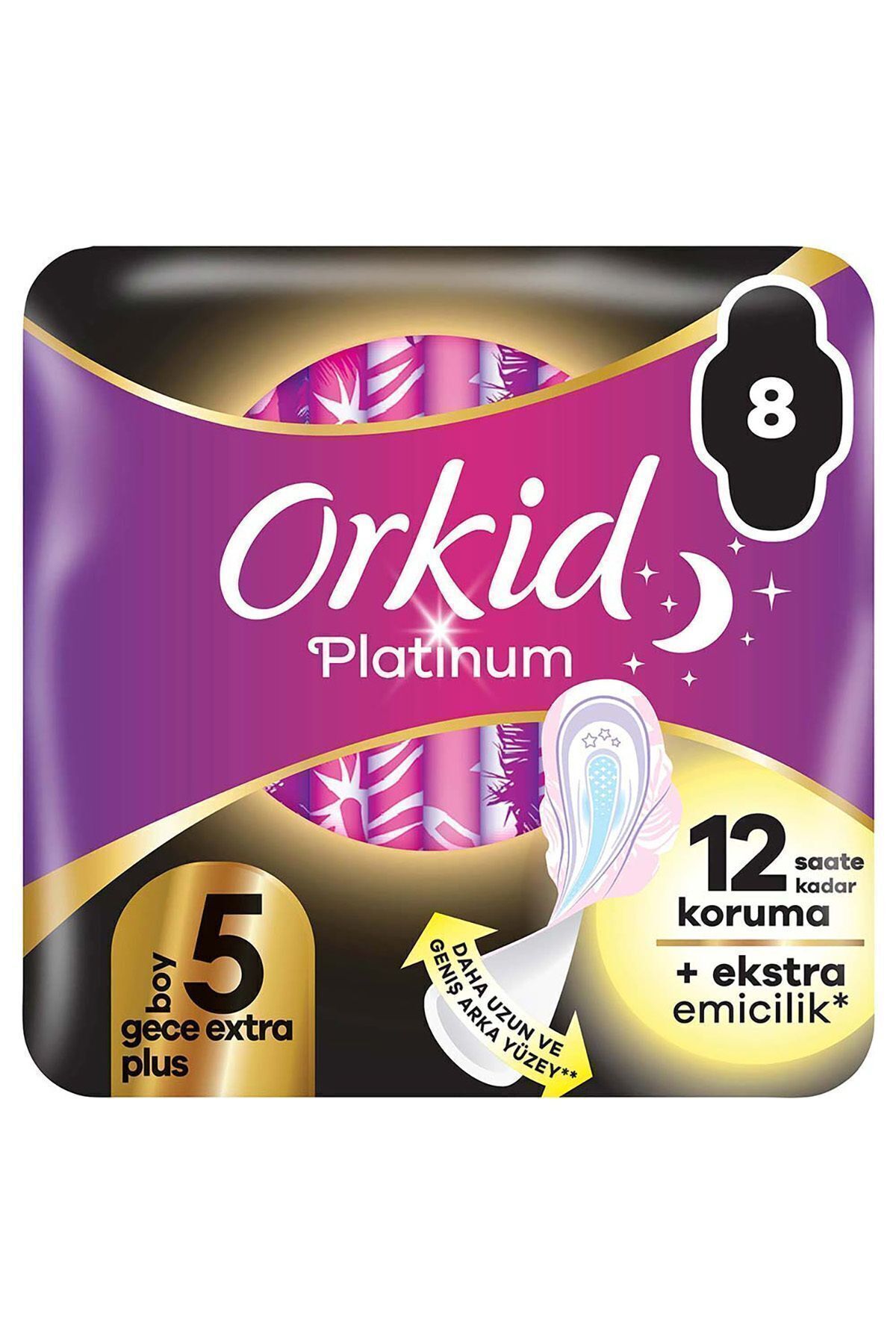 ORKİD PLATİNUM GECE EKSTRA PLUS (BOY 5) 8 ADET HİJYENİK PED-
