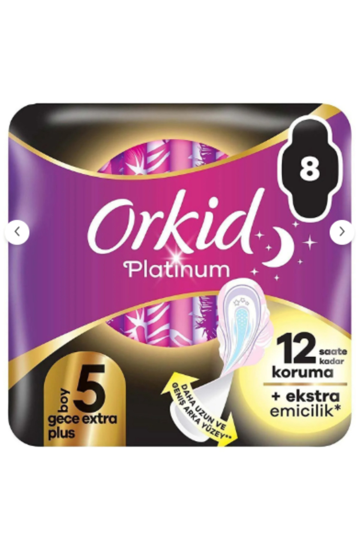ORKİD PLATİNUM GECE EKSTRA PLUS (BOY 5) 8 ADET HİJYENİK PED-