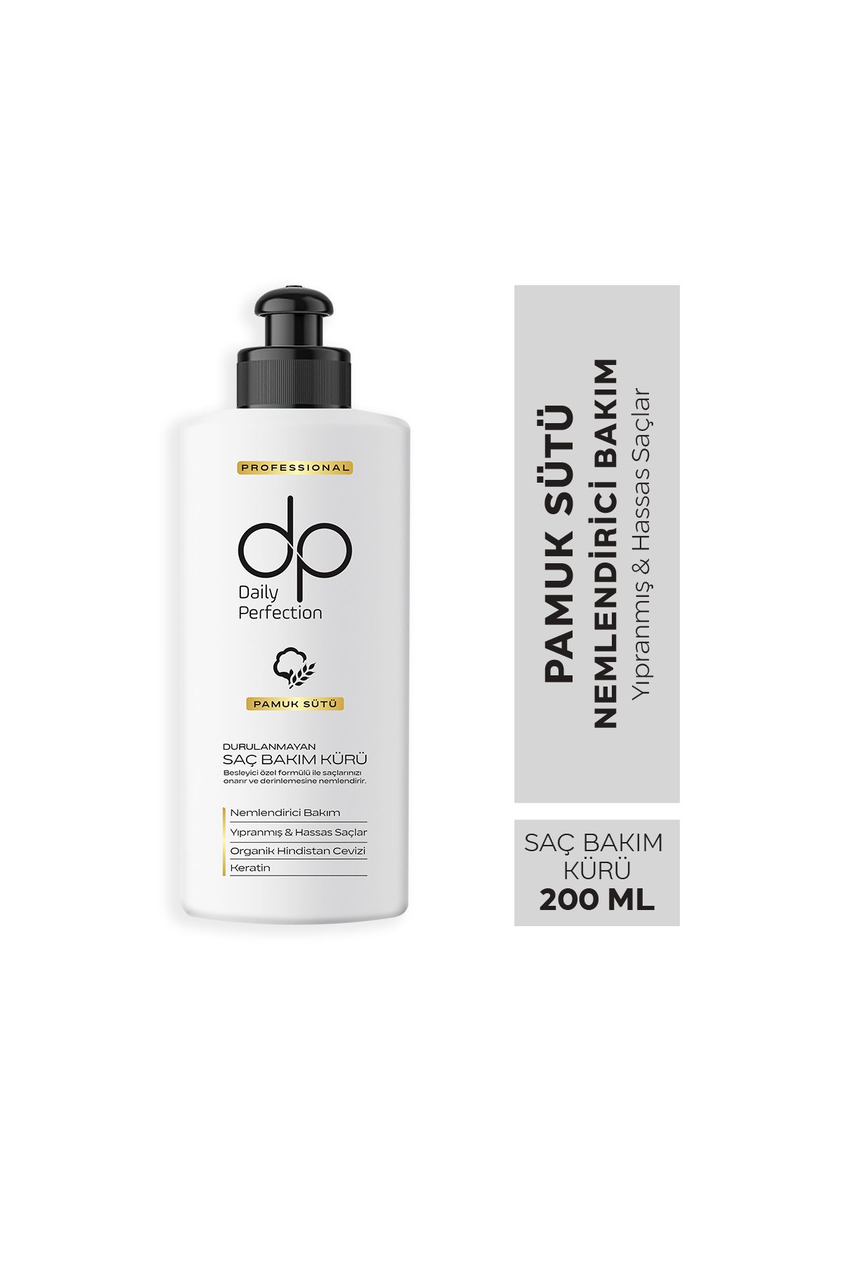 DP DAİLY PERFECTİON PAMUK SÜTÜ DURULANMAYAN SAÇ BAKIM KÜRÜ 200 ML-